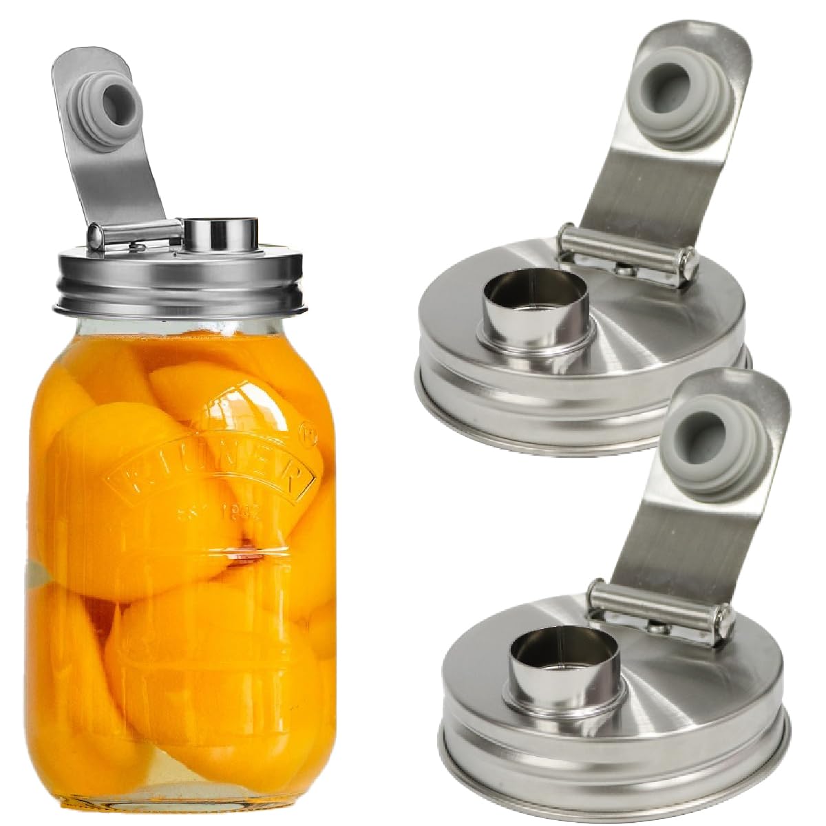 Mason Jar Pour Spout Lid Stainless Steel,Pour Spout Flip Cap Lids for Mason Jars,No Rust Leaking Proof for Home Brewing Fruit Fe