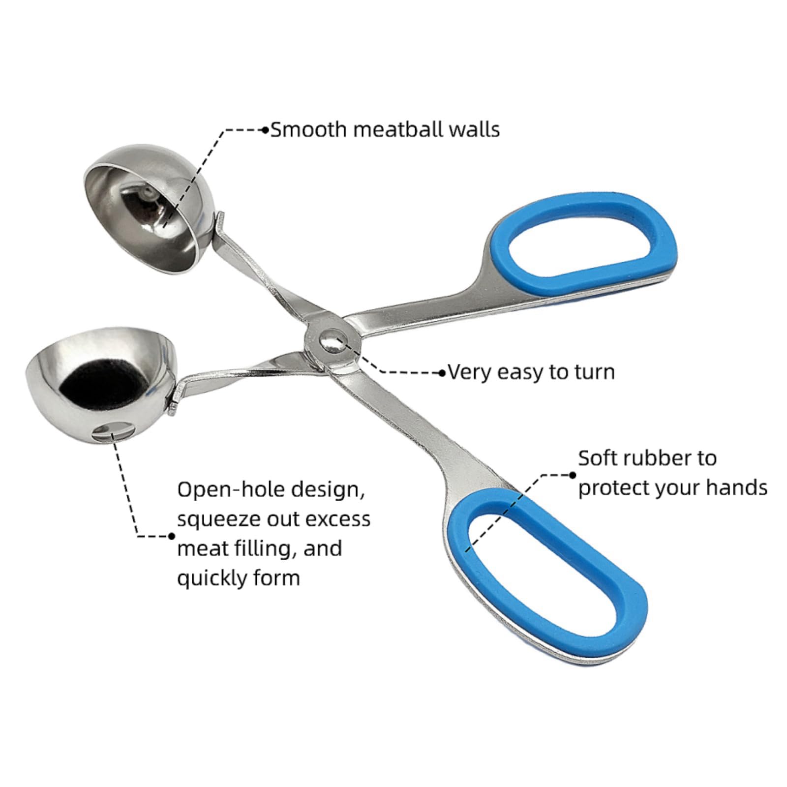Swjlr 2 Pack, Non-Stick Meatball Maker, Meatball Maker Tool, Stainless Steel Meatball Tongs With Removable Non-Slip Handles, Mea
