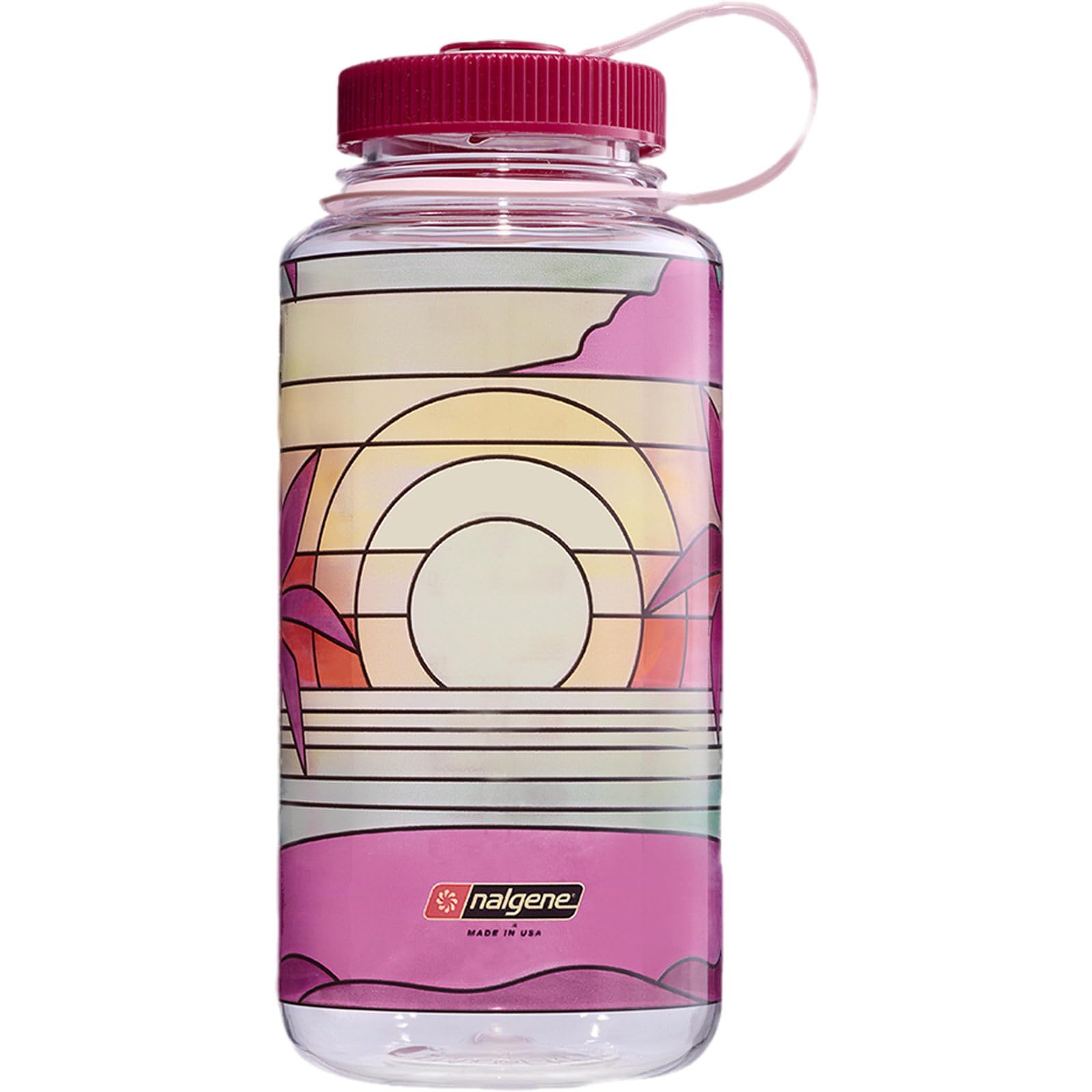 Nalgene Sustain 32 oz. Wide Mouth Water Bottle  Clear Stained Glass Sunset