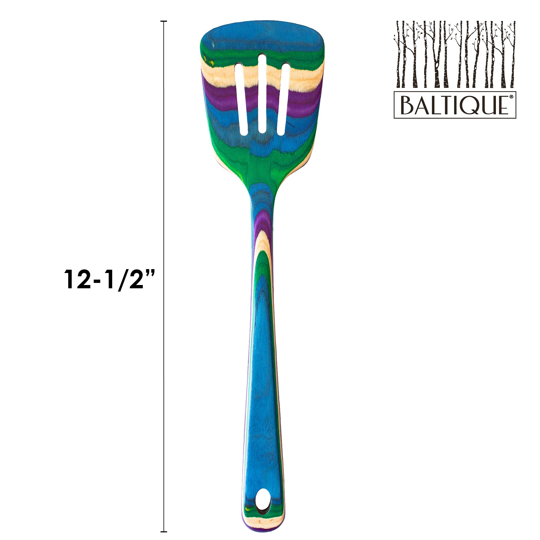 Baltique Mumbai Collection 12-12 Wooden Slotted Spatula, Safe For Nonstick