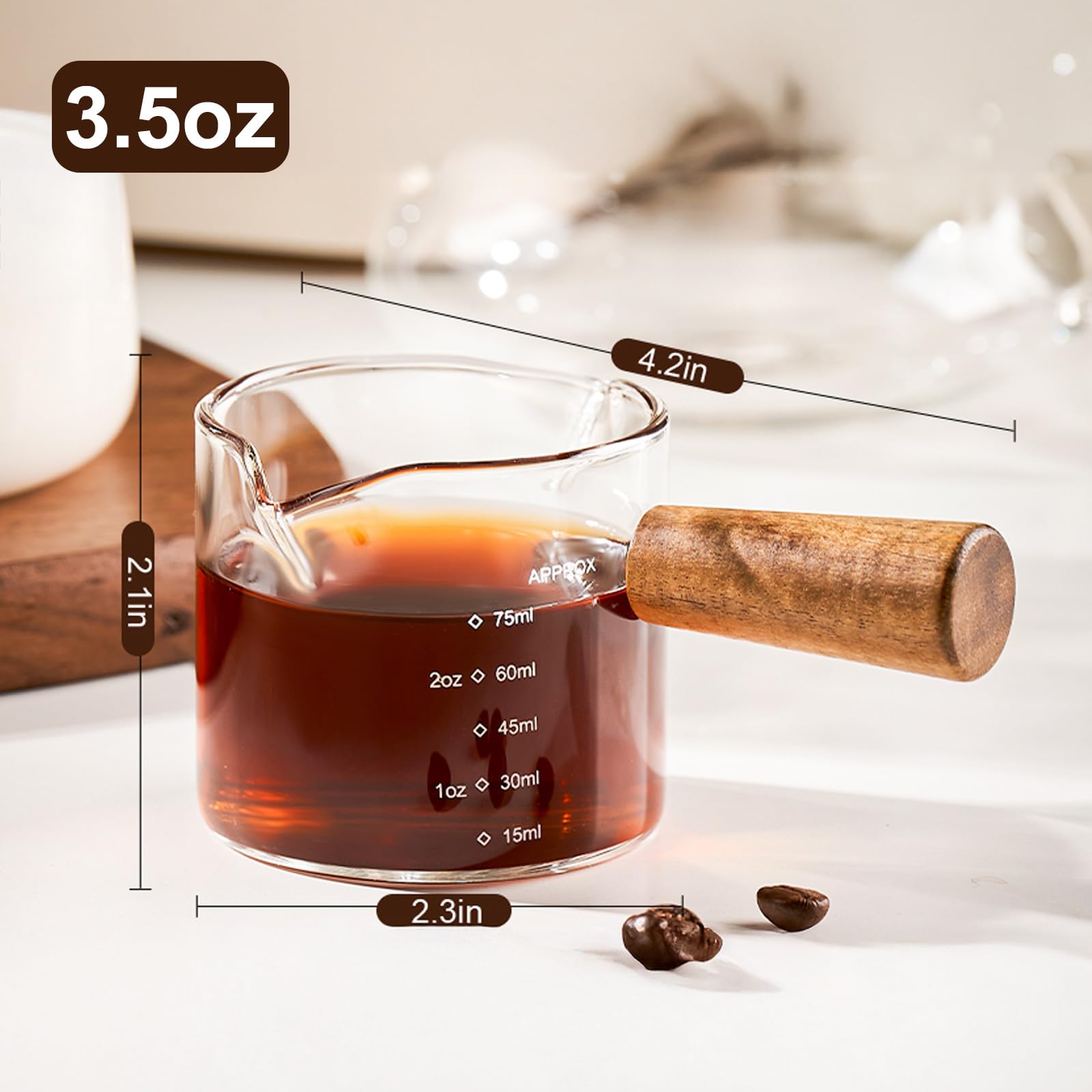 PARACITY Espresso Cups - 3.5OZ Borosilicate Glass, V-Shaped Mouth, Clear, 1 Pack, Espresso Accessories