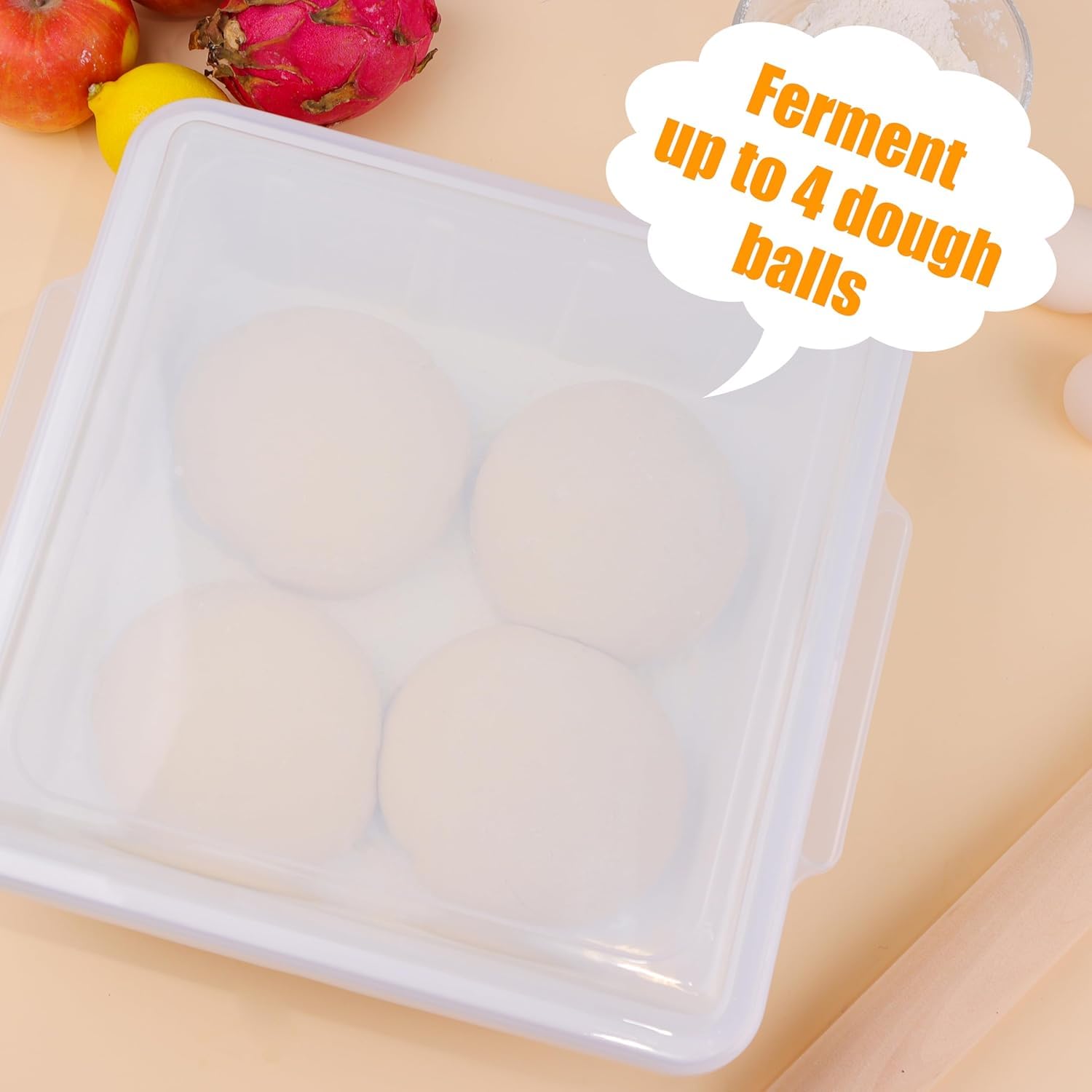 Luvcosy 3 Packs Pizza Dough Proofing Box Tray, Commercial Pizza Dough Containers, Stackable Pizza Storage Container, 1.6 Gal Dur