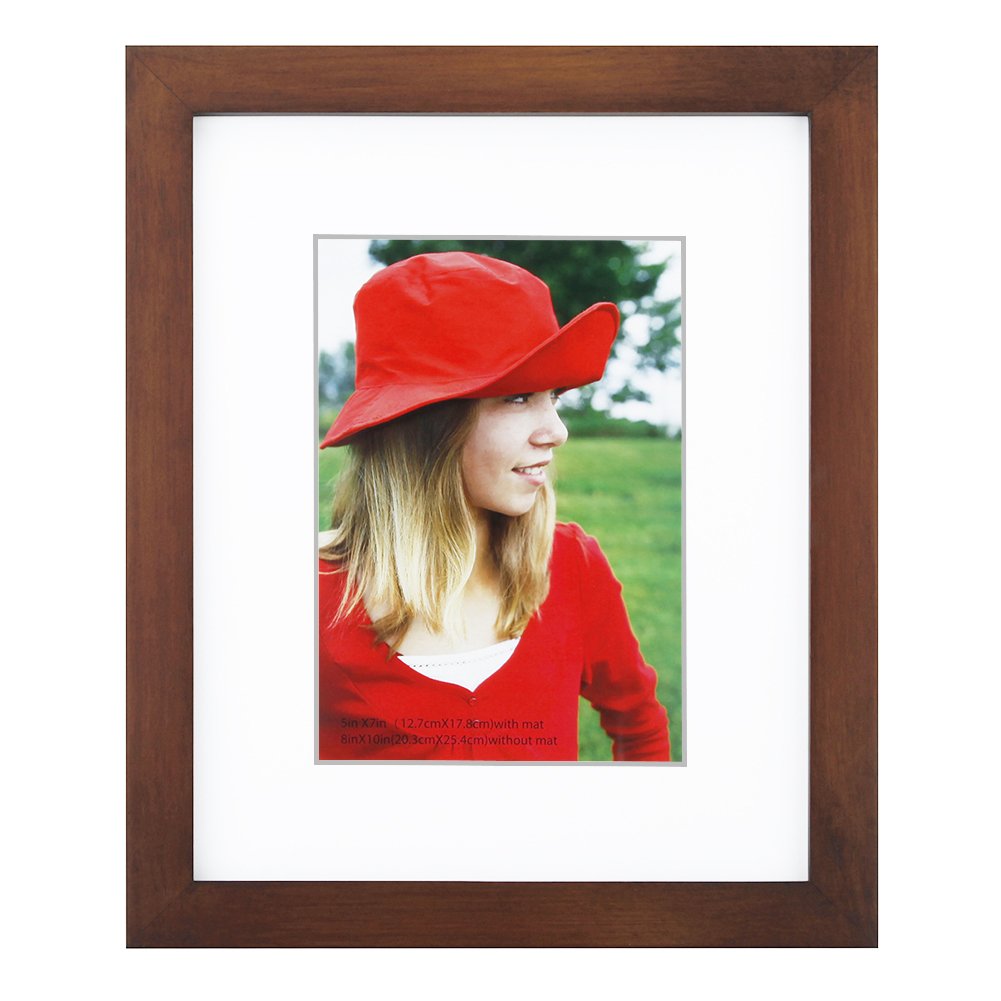 RPJC 8x10 inch Pictures Frame Made of Solid Wood and High Definition Glass Display Pictures 5x7 with Mat or 8x10 Without Mat for
