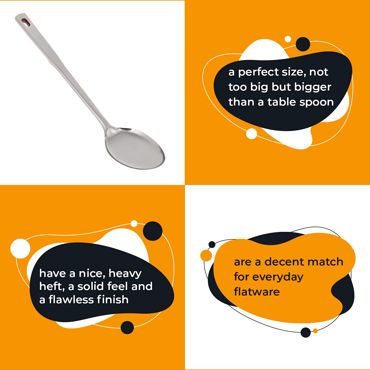 Stainless Steel Serving Spoon - Buffet Large Spoons For Kitchen - Metal Cooking Scooper