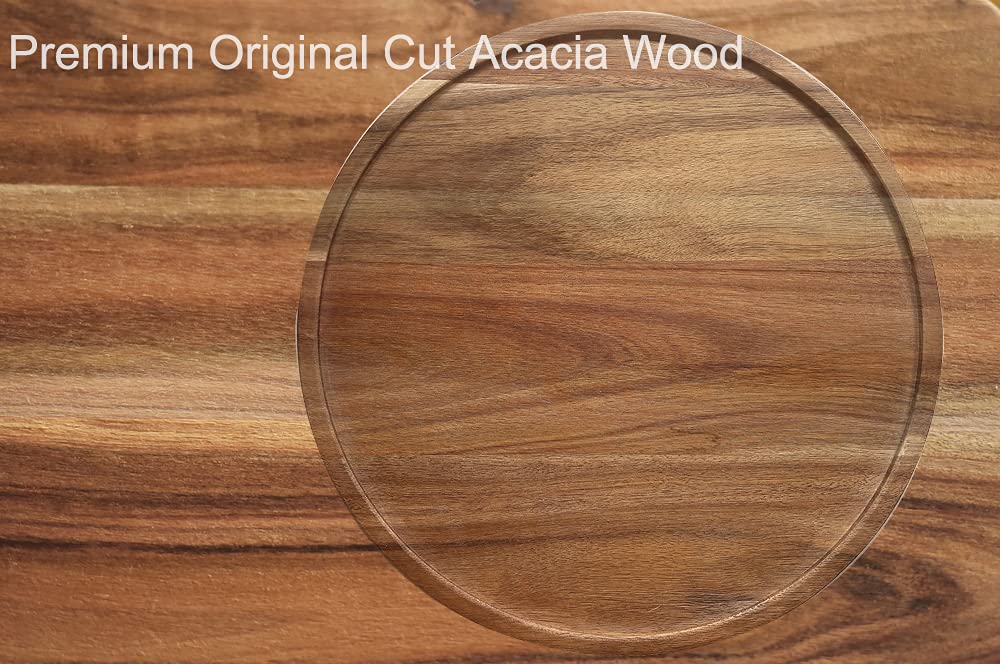 10'' Acacia Wood Lazy Susan Organizer Kitchen Turntable For Cabinet Pantry Table Organization