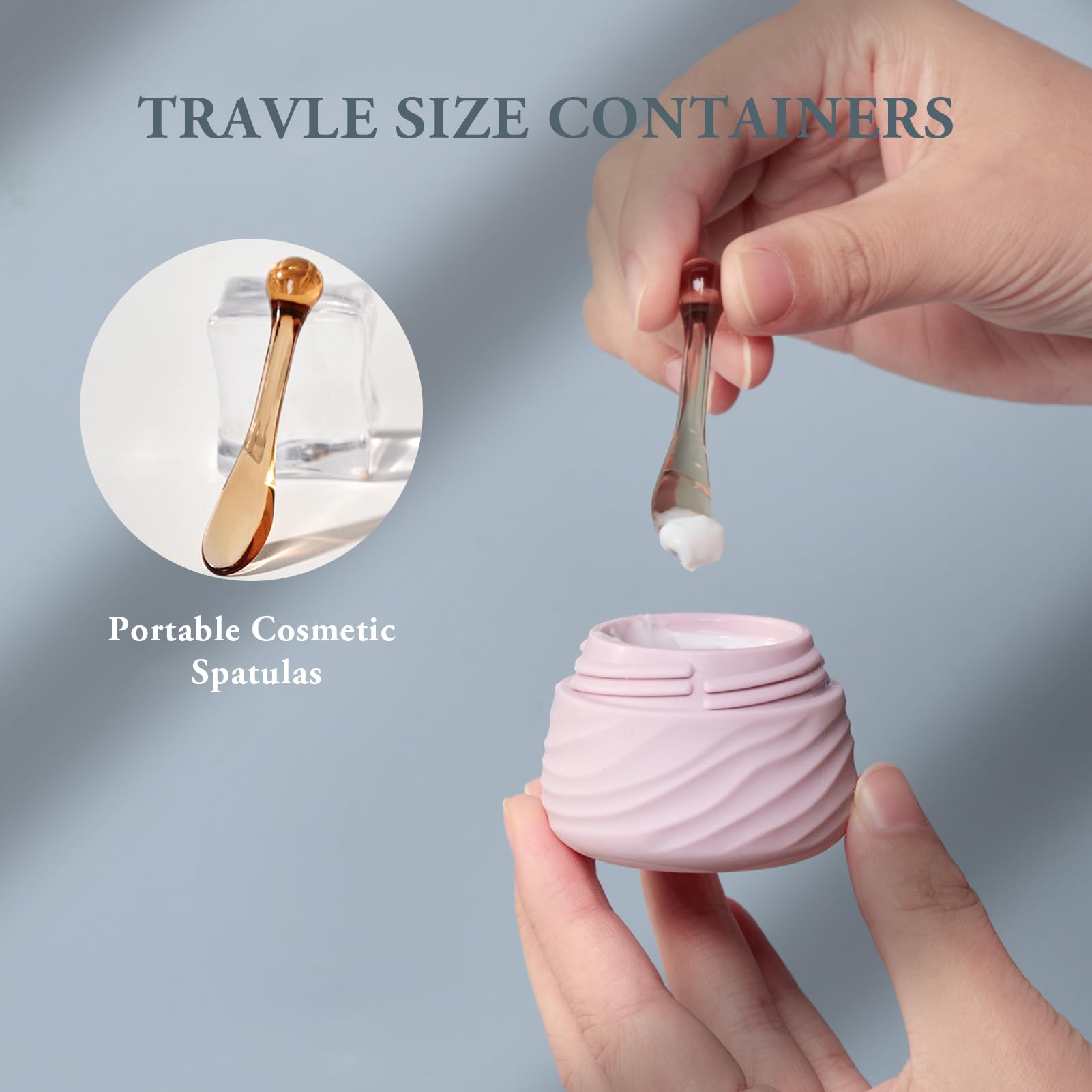 Eternal Moment Travel Containers For Toiletries, Silicone Jars With Lid, Tsa Approved Travel Size Bottles With Clear Bag, Leak-P