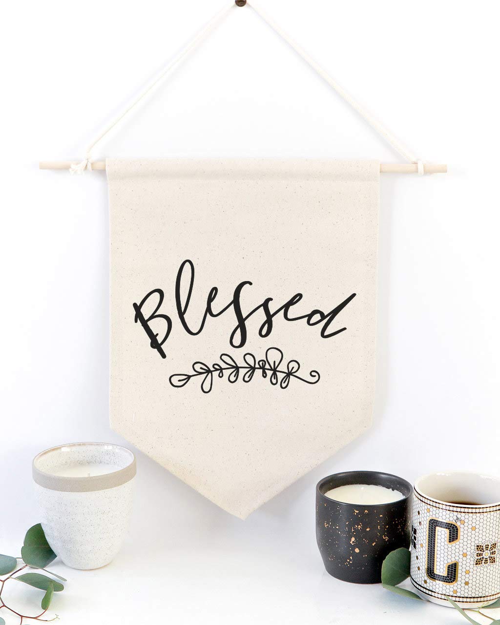 The Cotton & Canvas Co. Blessed Hanging Wall Canvas Banner, Thanksgiving, Autumn And Fall Decor