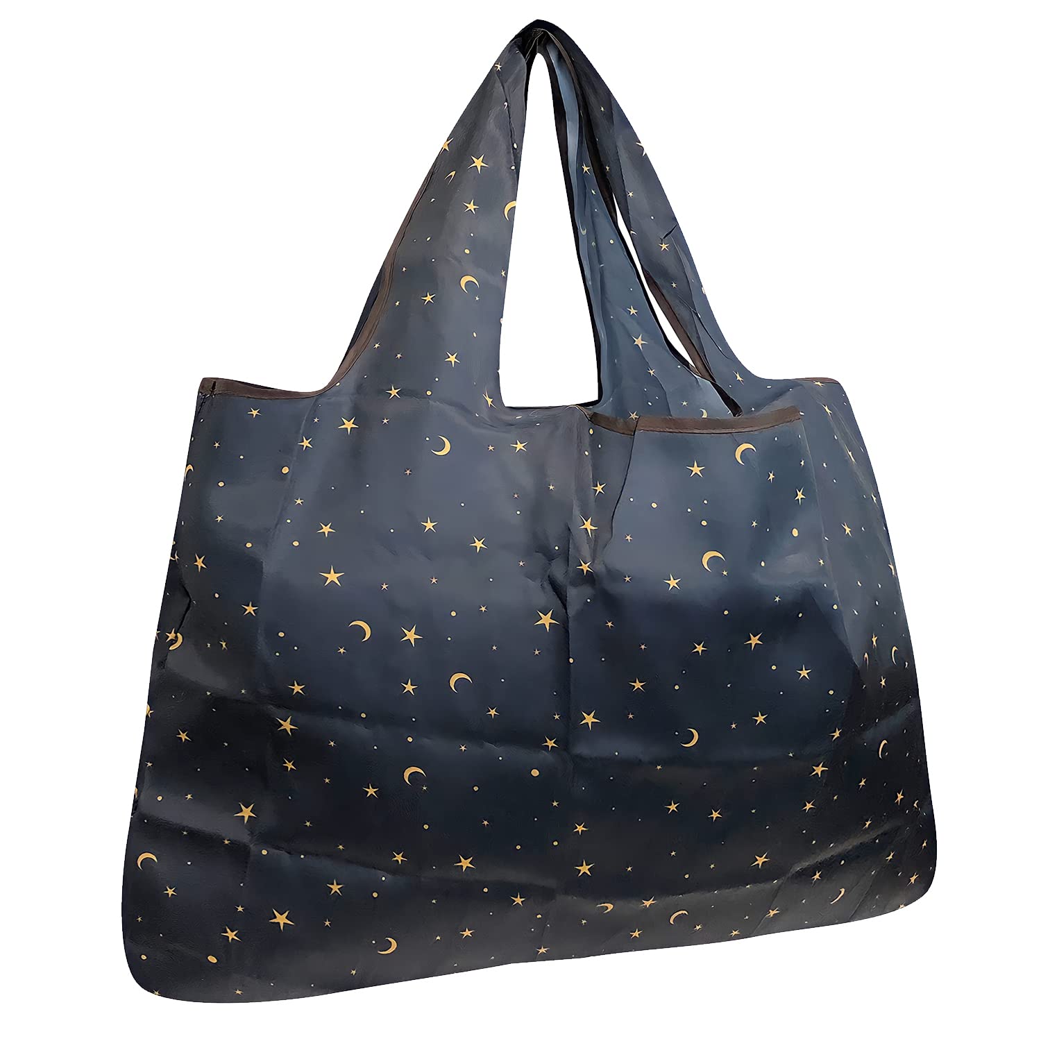 Allydrew Large Foldable Tote Nylon Reusable Grocery Bag, Moon & Stars