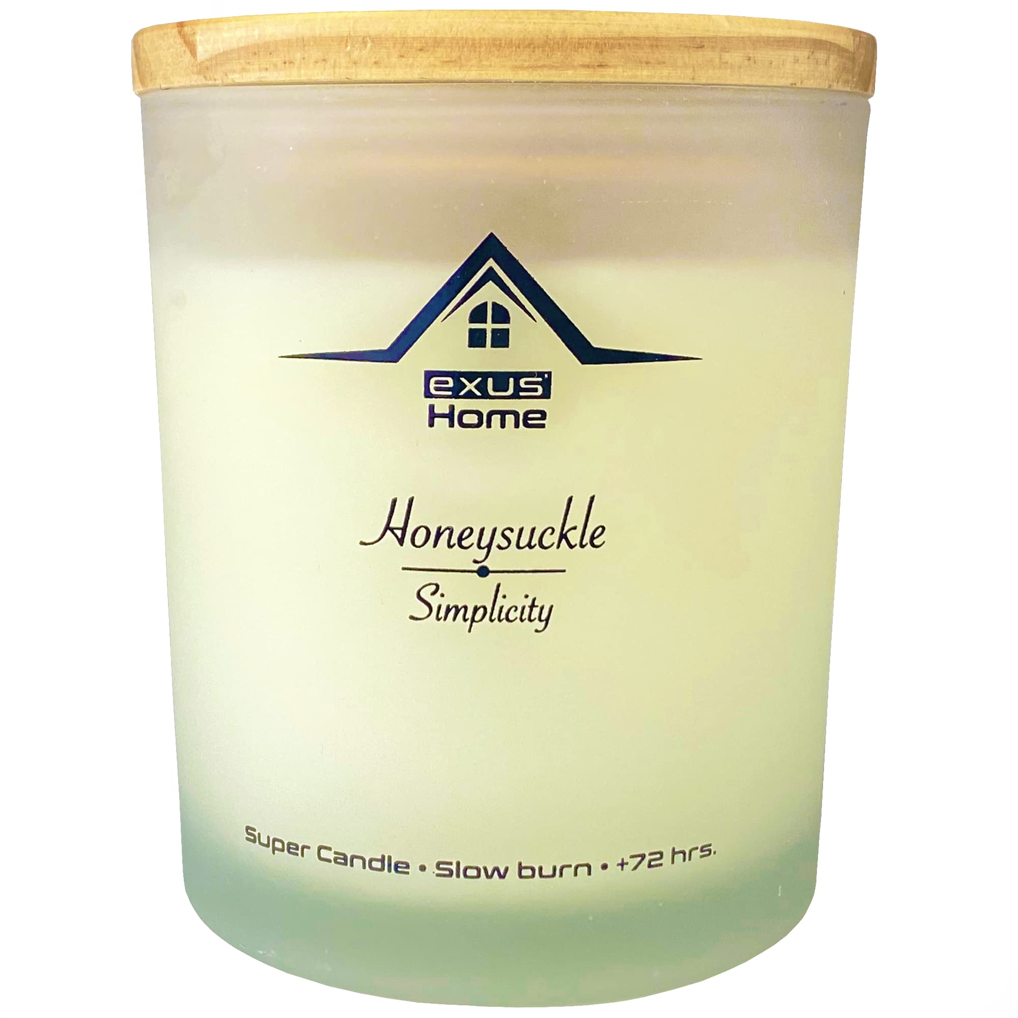 Exus Hand Crafted, Odor Eliminator, Strong Scent, 100% Natural Soy Wax, Wood Wick, Non-Toxic Candle (Honeysuckle/Simplicity)