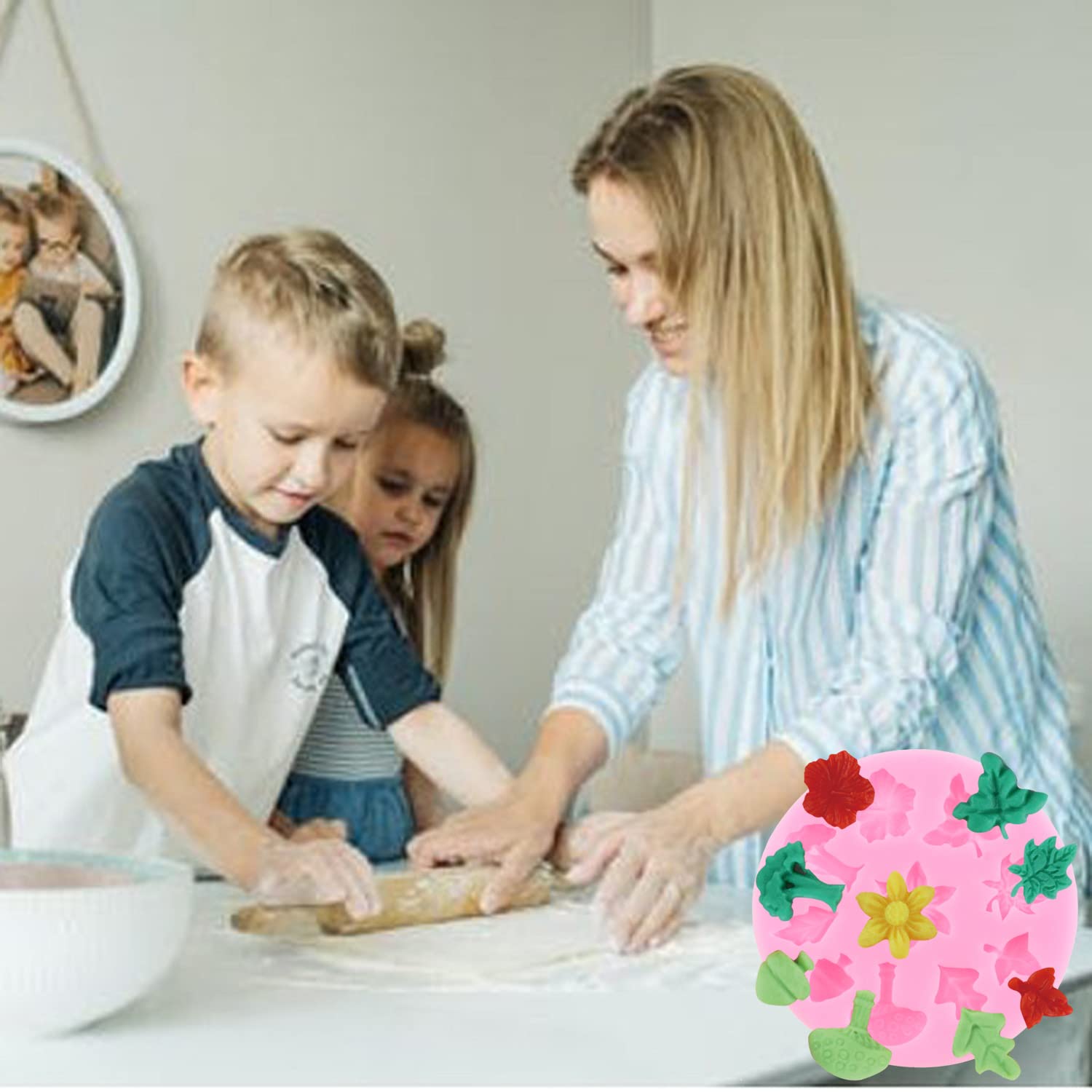 Mujiang Fruit Vegetable Silicone Molds Leaf Fondant Mold For Cake Cupcake Topper Decoration Chocolate Candy Clay Gum Paste Set O