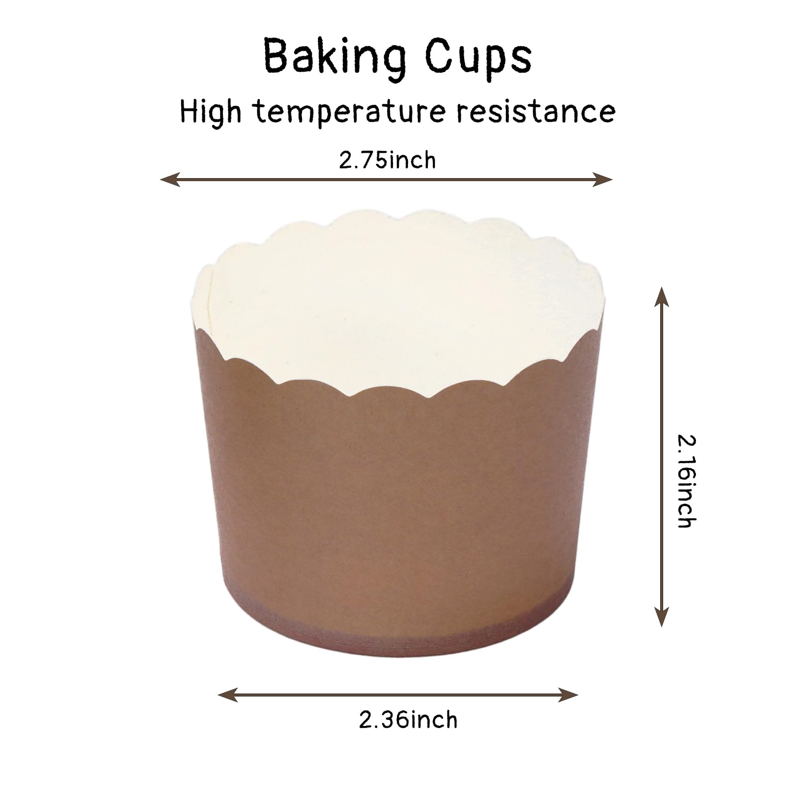 Whaline 120Pcs Brown Paper Baking Cups Scalloped Edge Cupcake Wrappers Gradient Brown Cupcake Muffin Cases For Wedding Birthday
