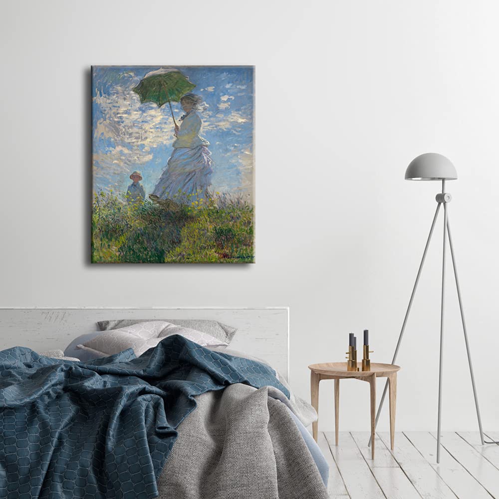 Wieco Art Woman With A Parasol Madame Monet And Her Son Canvas Prints Wall Art Of Claude Monet Famous Classic Oil Paintings Repr