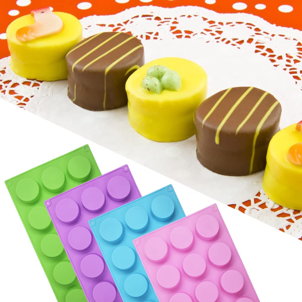 4 Psc Cylinder Silicone Molds, Senhai 15 Hole Silicone Molds For Chocolate Cake Candy Soap Muffins Brownie Pudding Baking