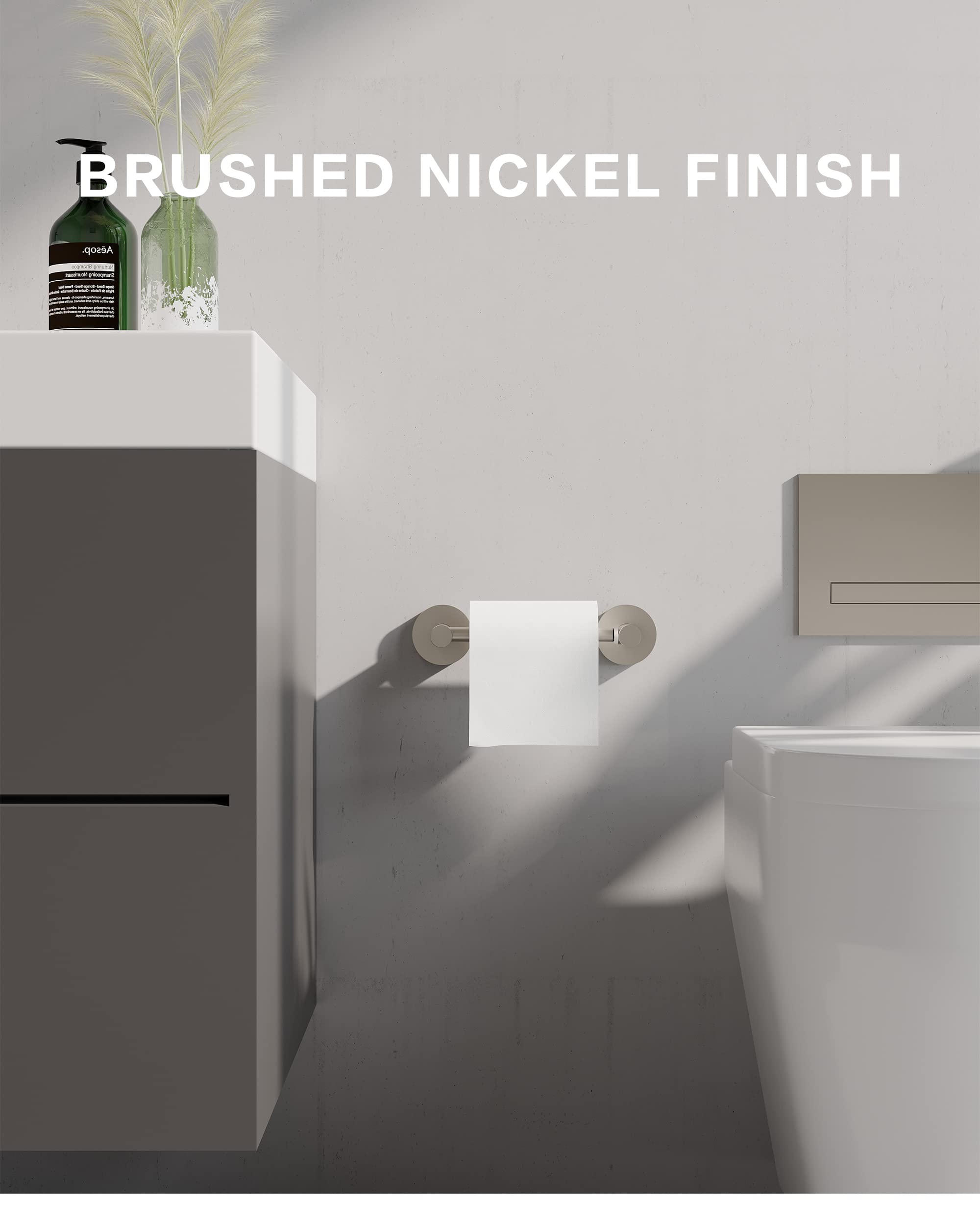 Fixsen Toilet Paper Holder Brushed Nickel Bathroom Double Post Pivoting Tissue Roll Holder Stainless Steel and Zinc Alloy Wall Mount Detachable (Brushed Nickel 2PC  1)