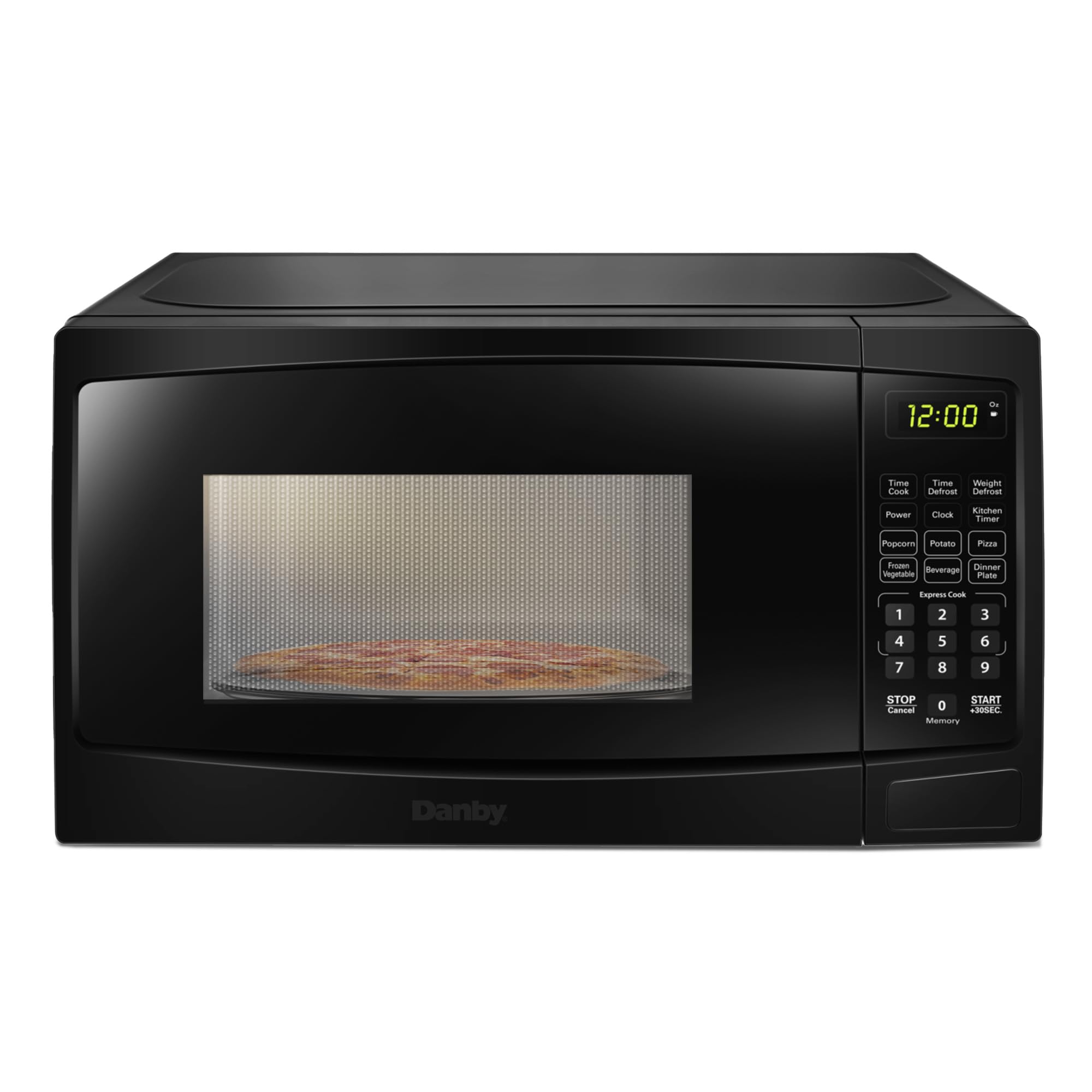 Danby DBMW0720BBB 700 Watts 0.7 Cu.Ft. Countertop Microwave with Push Button Door| 10 Power Levels, 6 Cooking Programs| Auto Def