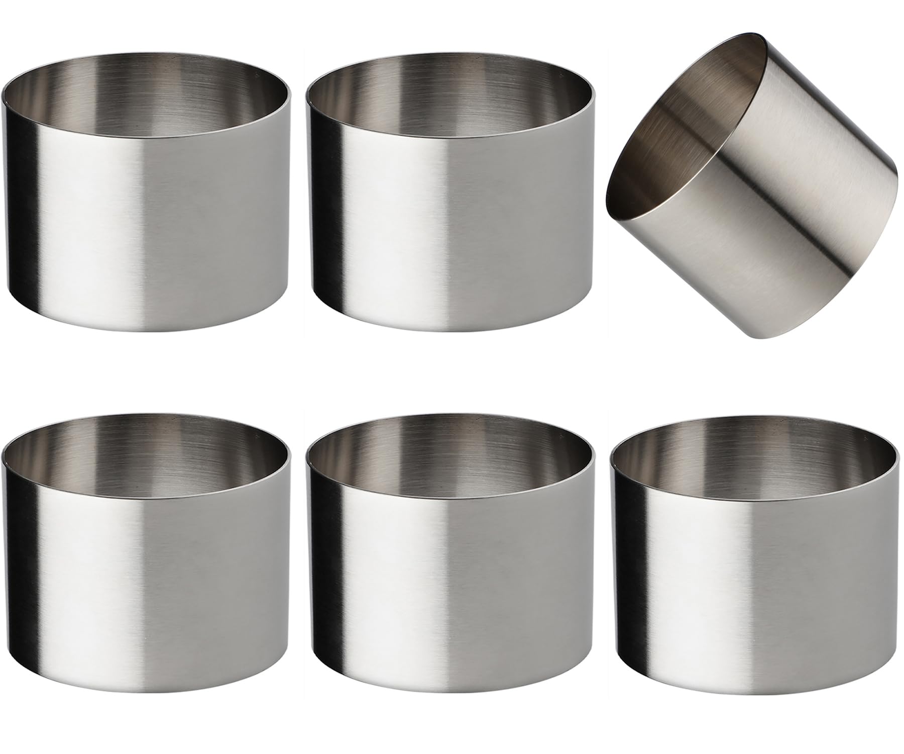 Cake Rings 6 Packs Stainless Steel Nonstick Tart Ring Round Ring Molds Mousse Dessert Rings Tart Molds For Baking (6 X 7.5Cm)
