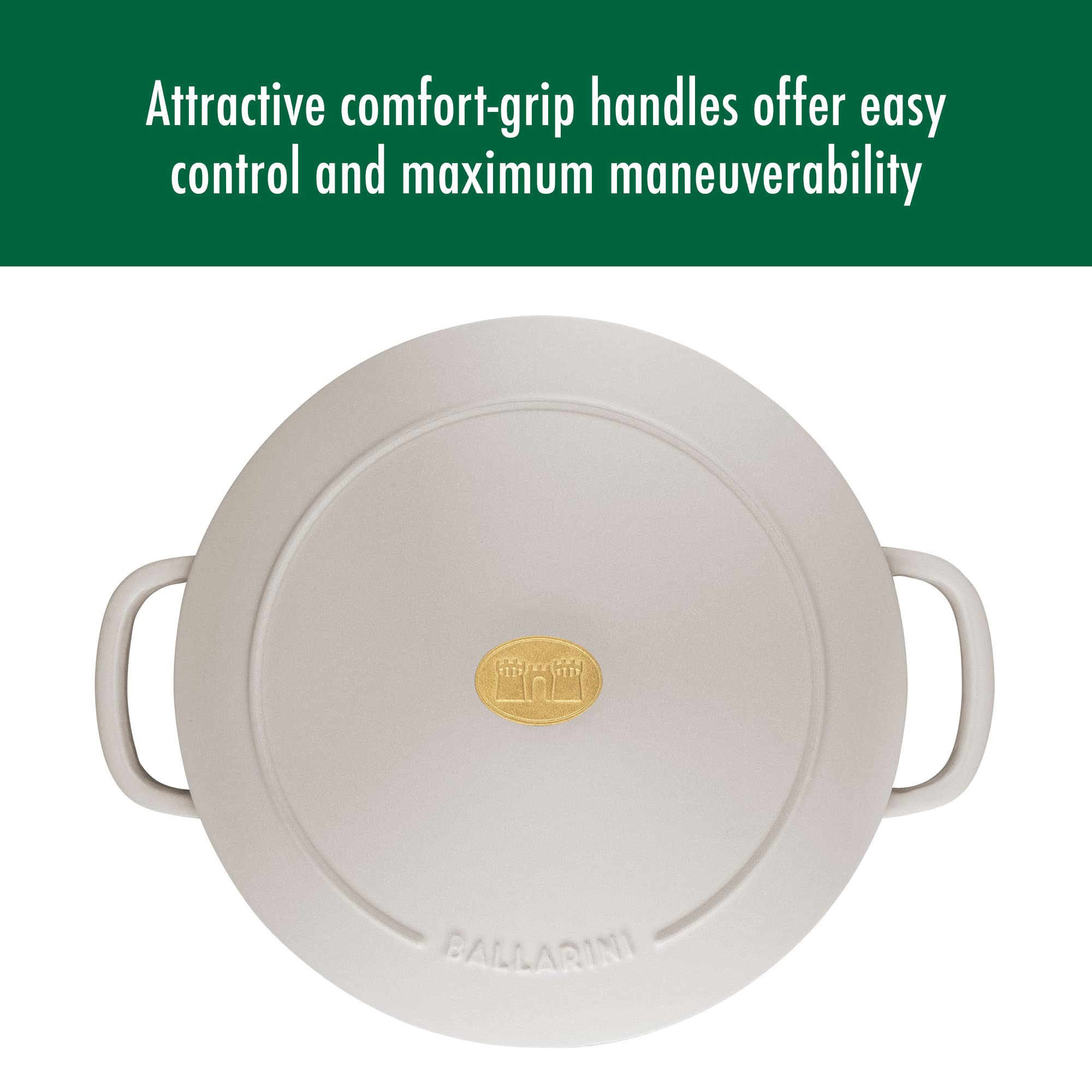 Ballarini Bellamonte Cast Iron Dutch Oven With Lid 4.25-Qt, Serves 4-4, Crema White
