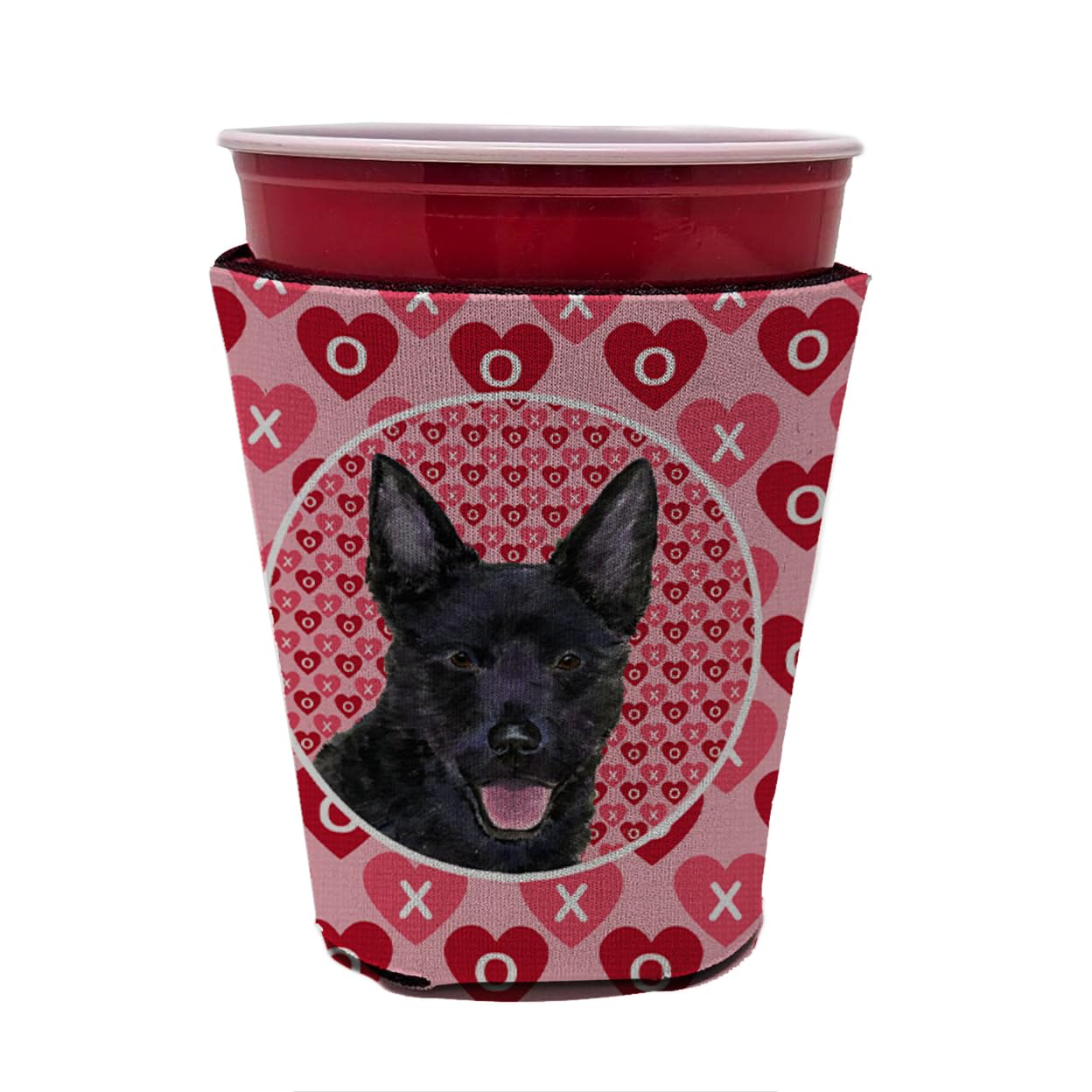 Caroline'S Treasures Ss4498Rsc Australian Kelpie Hearts Love Valentine'S Day Red Cup Hugger Cup Cooler Sleeve Hugger Machine Was