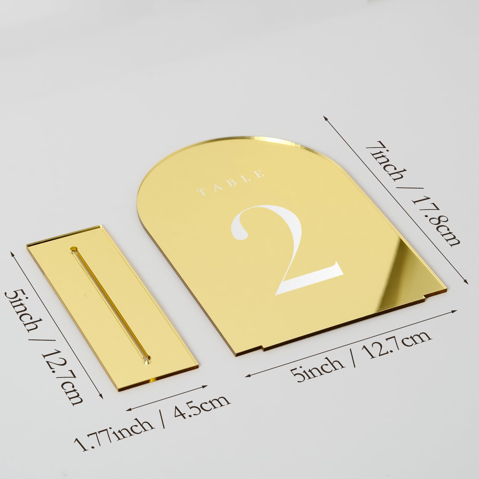 Jinmury Gold Mirror Arch Table Numbers For Wedding, 30 Pack 5X7'' Gold Mirror Arch Acrylic Table Signs With Stand Acrylic Table