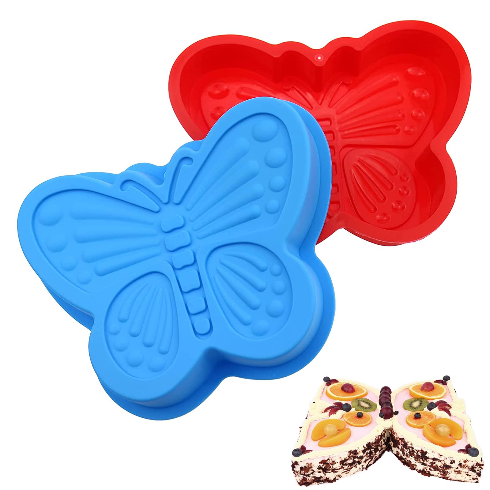 Diystore 2 Pack 3D Butterfly Cake Pan Silicone Mold, Butterfly Shape Cake Pie Baking Pan Molds For Wedding Christmas Birthday Ca