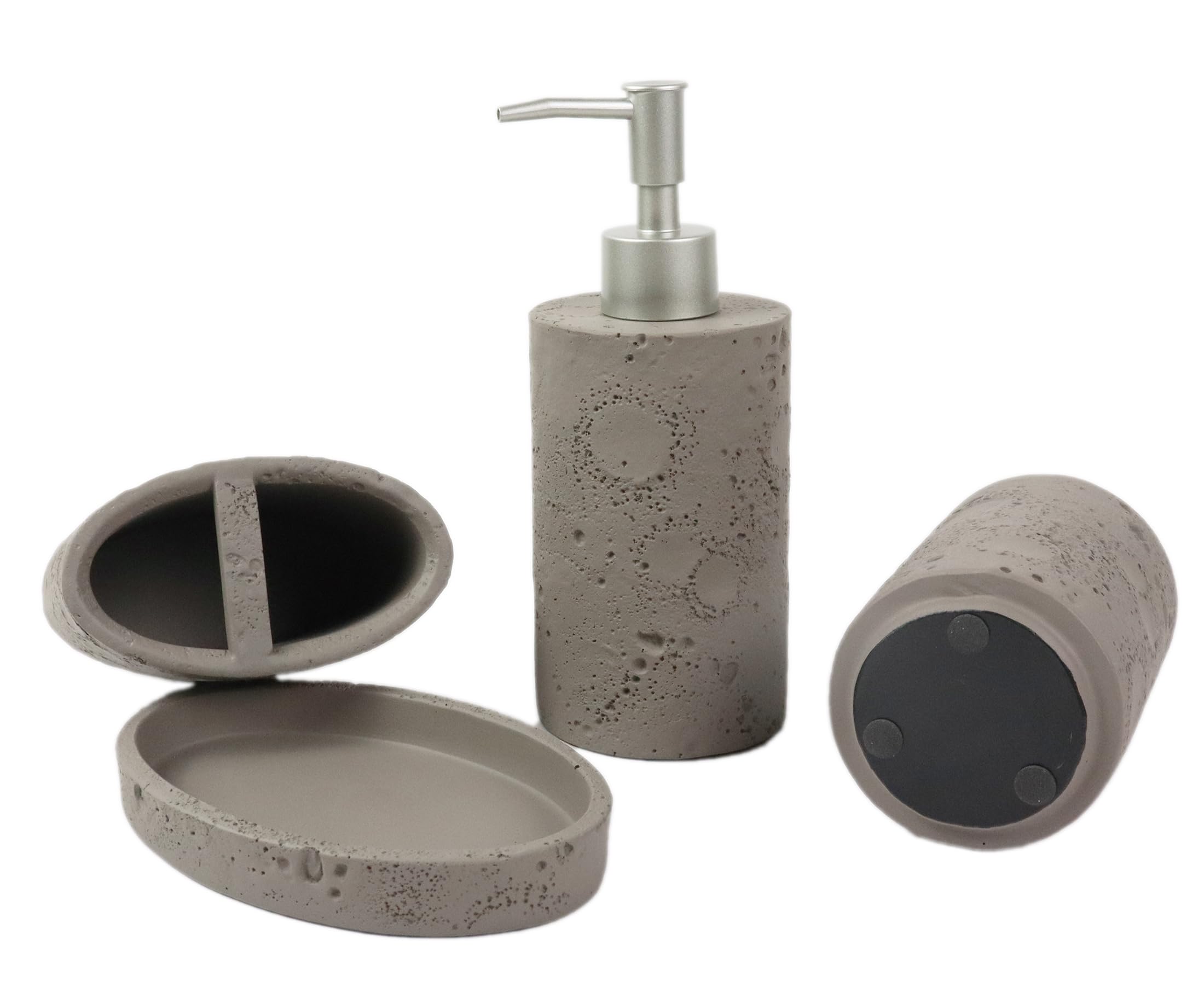 Hymmah Meteorites Bathroom Accessories Set,Farmhouse Bathroom Decor,4 Pcs Resin Gift Set Apartment Necessities, Contain Cotton S
