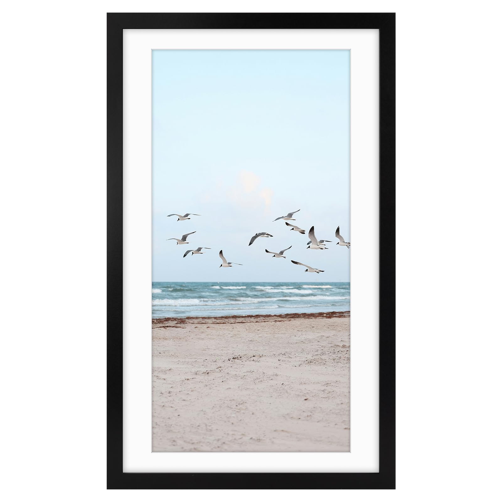 Frametory, 14x24 Frames Display 11x22 Picture with Mat or 14x24 Photo Without Mat, Shatter-Resistant Glass, Pre-Installed Wall M