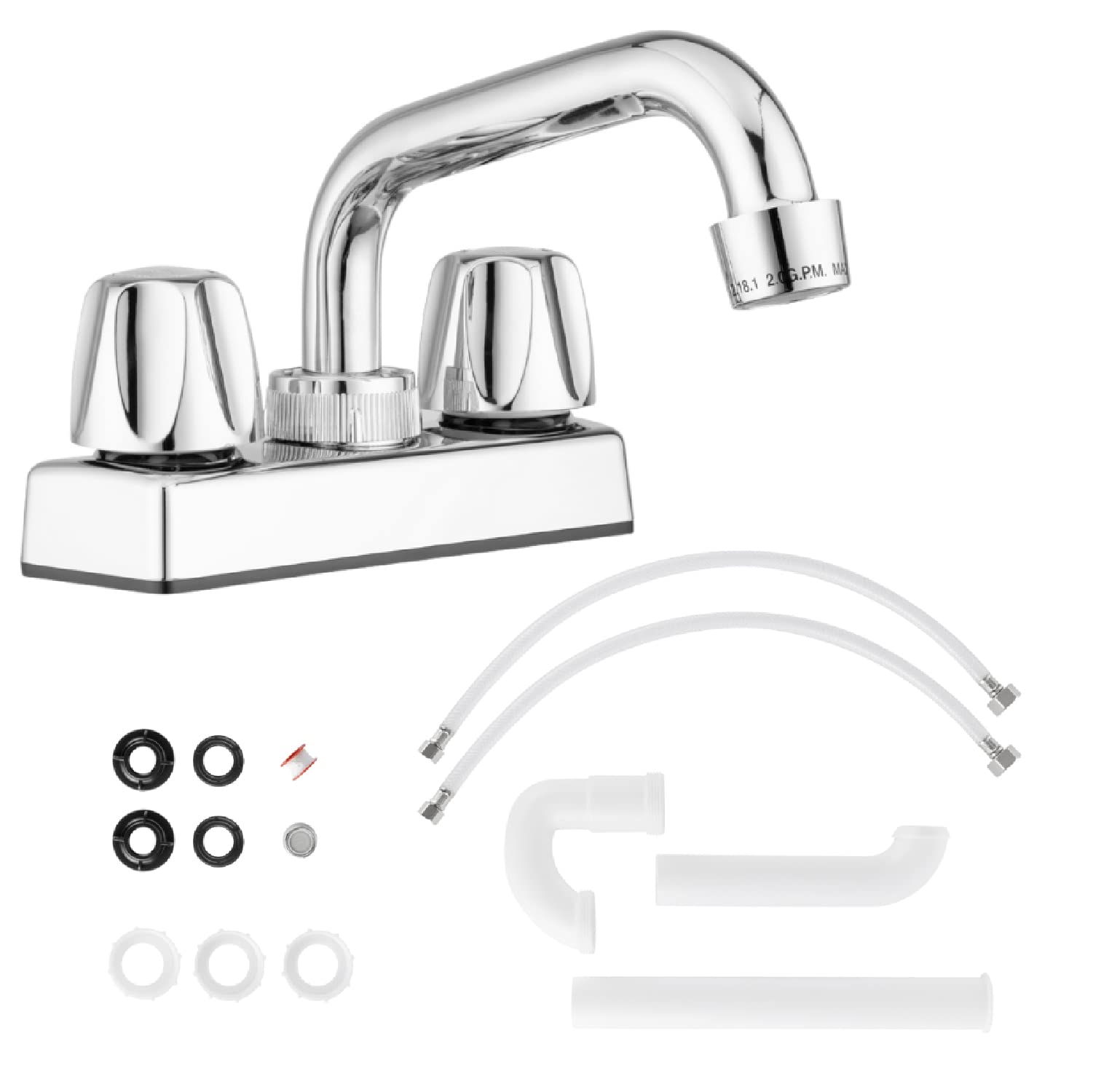 Pacific Bay - Lynden Utility Laundry Sink Faucet With Swivel Stainless Steel Spout - Optional Threaded Spout Garden Hose Adapter