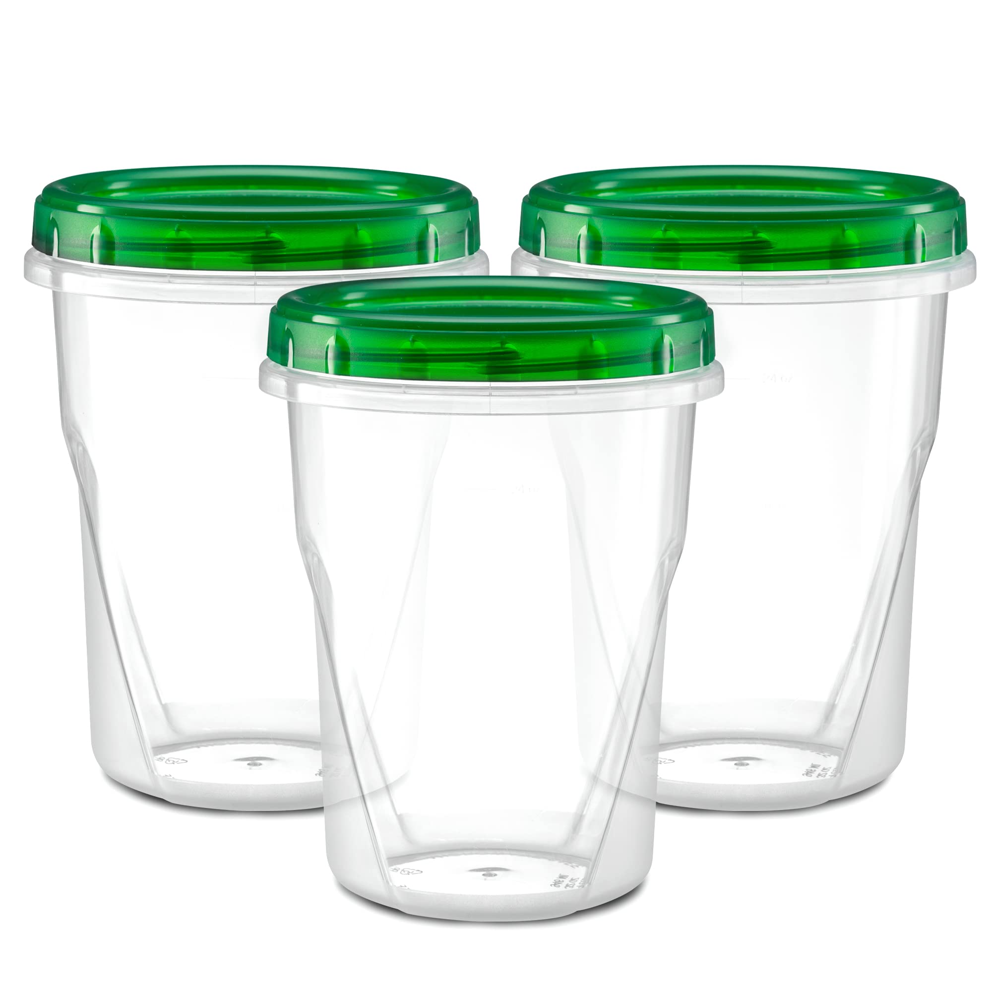 Elegant Disposables (32 Ounce 10 Pack) Twist Cap Containers Clear Bottom With Green Top Screw On Lids Twist Top Food Storage Fre