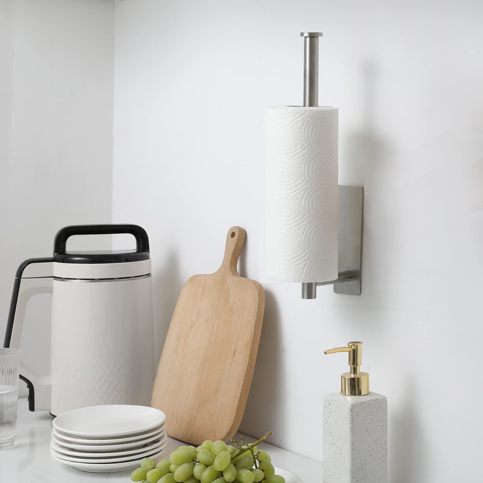 Theaoo Under Cabinet Paper Towel Holder For Kitchen, Adhesive Paper Towel Roll Rack For Bathroom Towel, Sus304 Stainless Steel W