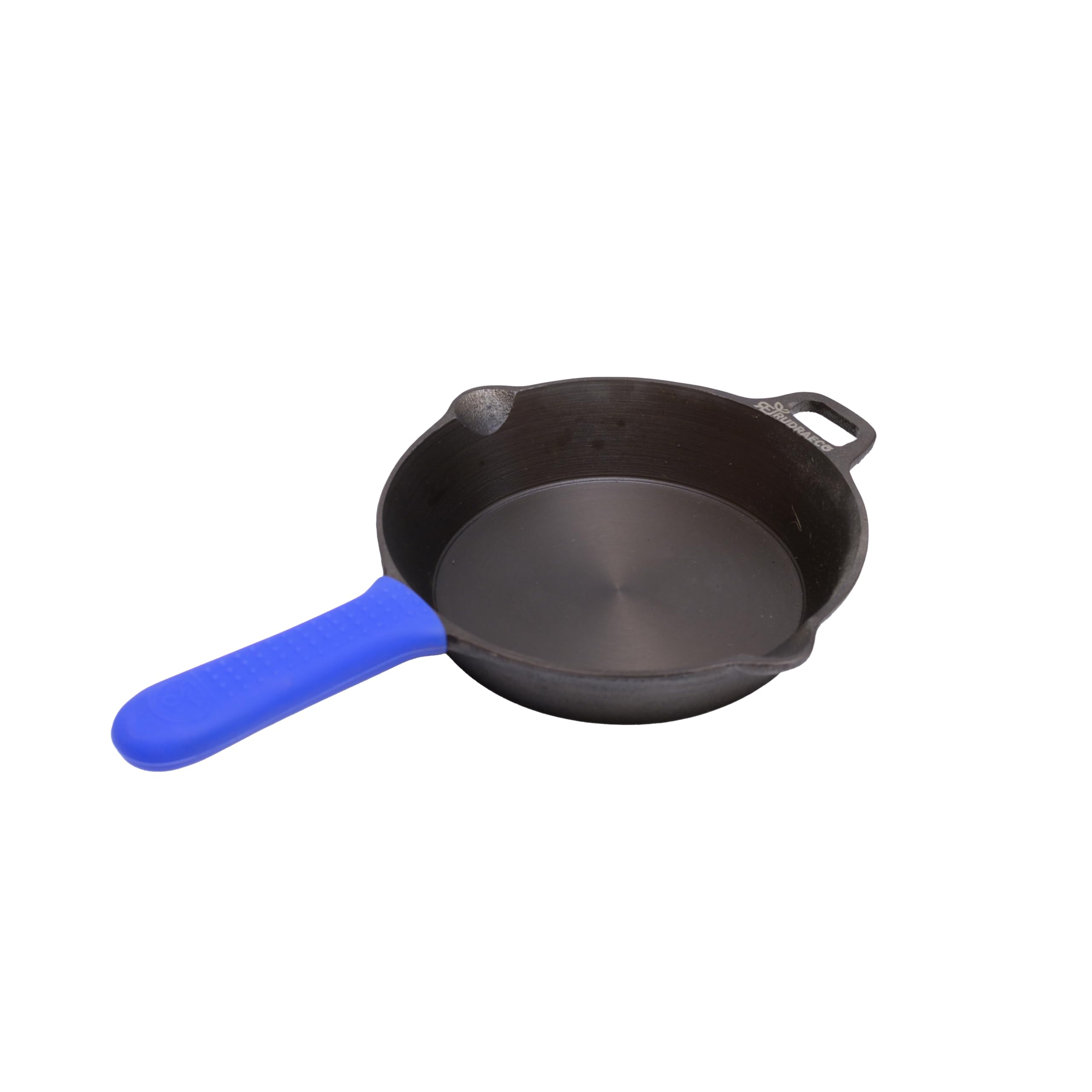 Rudraeco Preseasoned Cast Iron Skillet 8 Inch With Handle & Free Heat Resistant Grip |Frying Pan For Cooking, Searing & Roasting
