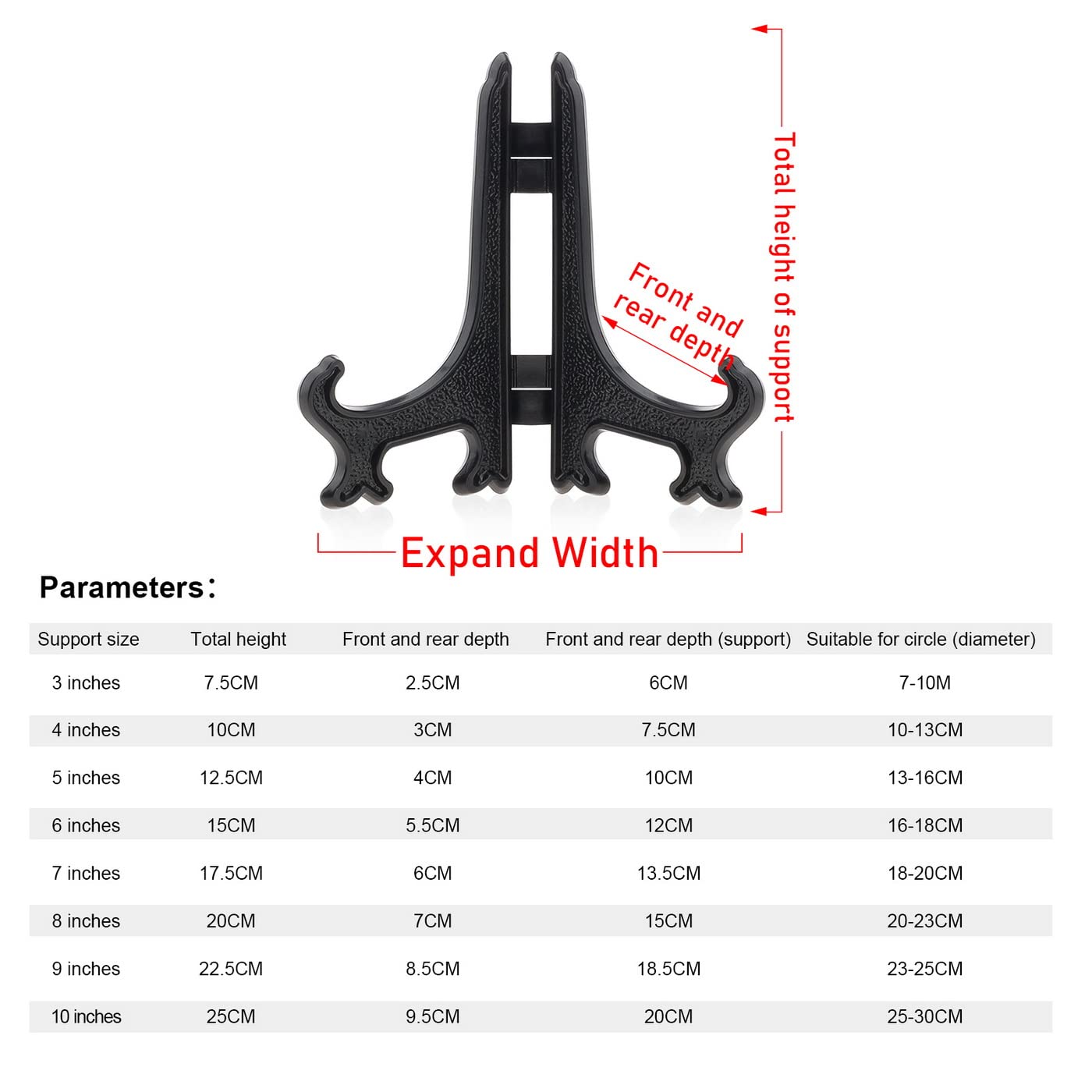 Funzhan 4 Inch Black Display Stand 2pcs Matte Acrylic Plate Holders for Books Picture Frames Tabletop Decor Wedding Place Cards