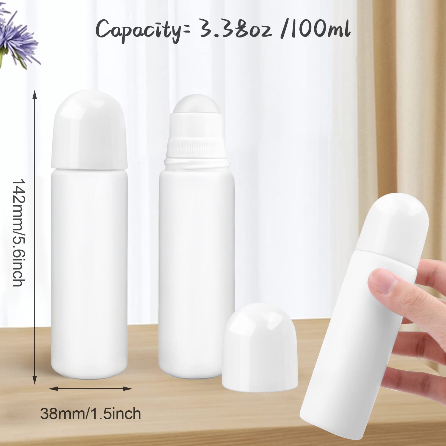 8 Pack 100Ml/3.38Oz Plastic Roller Bottles Empty Refillable Roll On Bottle Leak-Proof Deodorant Containers Anti-Perspirant Dispe