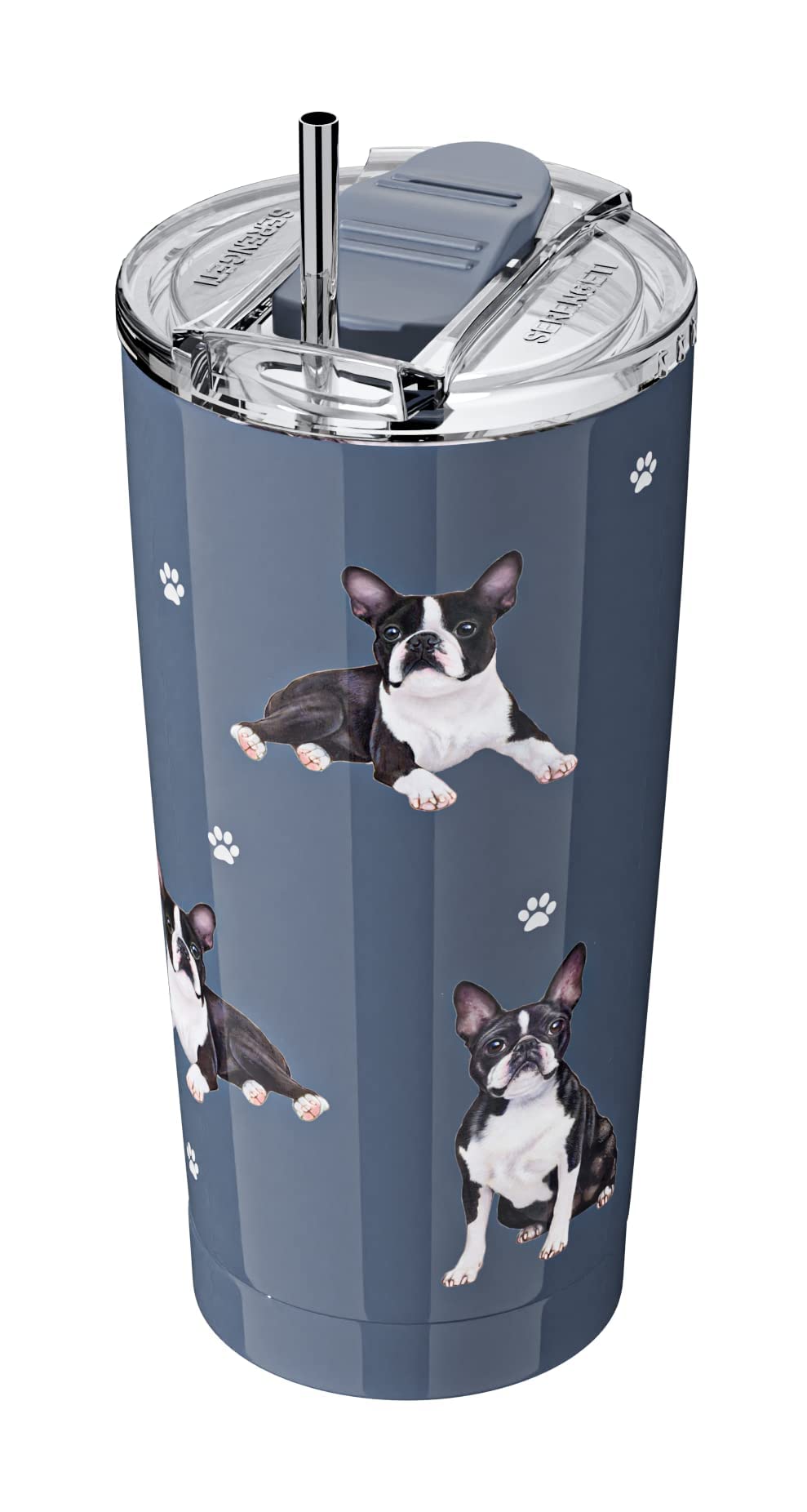 Boston Terrier Serengeti 16 Oz Stainless Steel, Vacuum Insulated Tumbler With Spill Proof Lid - 3D Print - Insulated Travel Mug
