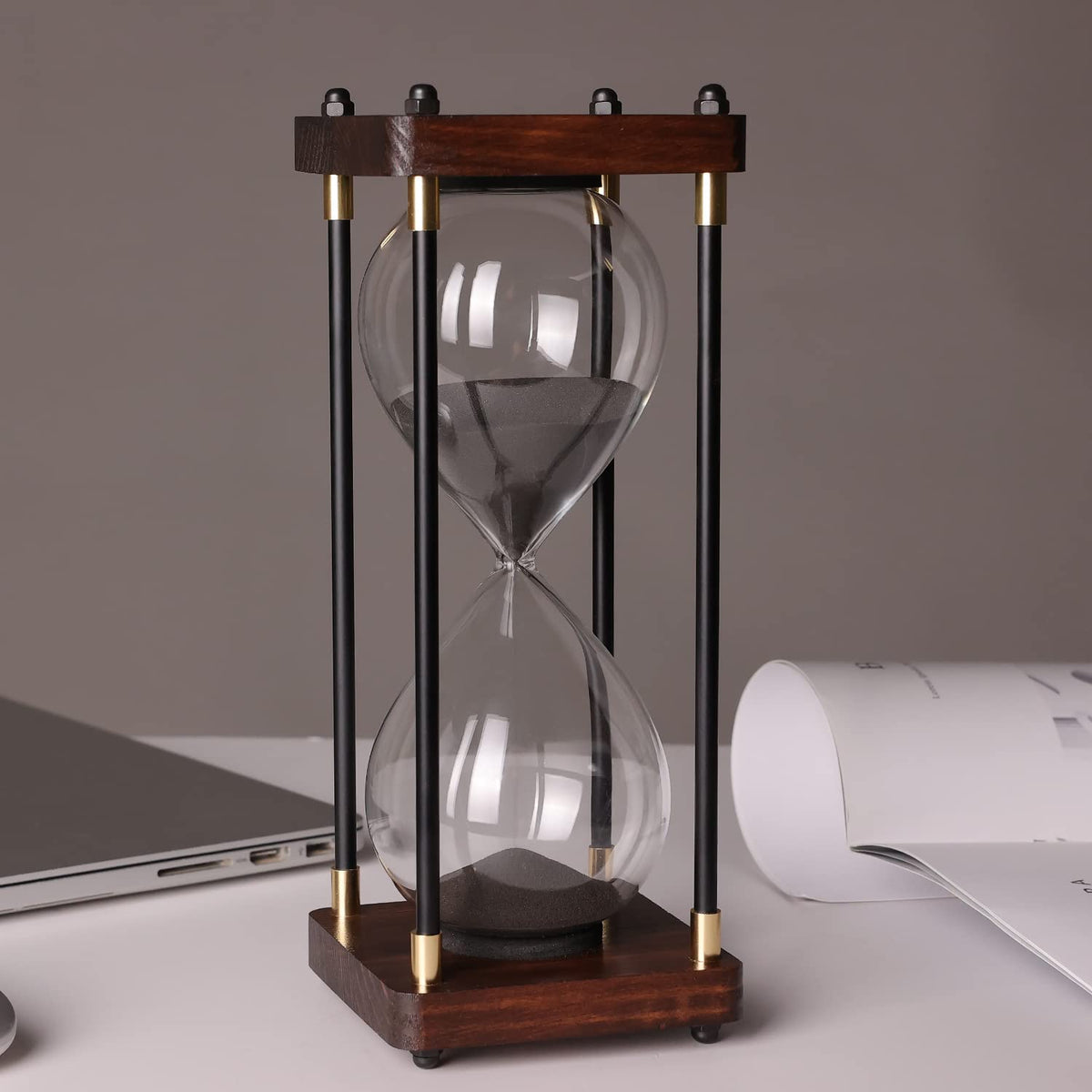 Premium Large Hourglass Sand Timer 60 Minutes, Decorative Sandglass Clock, Modern Hour Glass Timers Gift For Men & Women, Time M