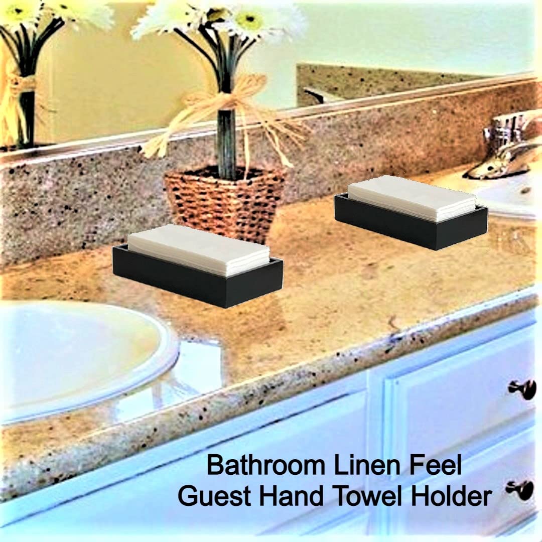 Bamboo Guest Towel Holder In Black (9.75''X 5.50''X 2'') - Bathroom Napkin Tray - Multipurpose Organizer Box - For Guest Bathroo