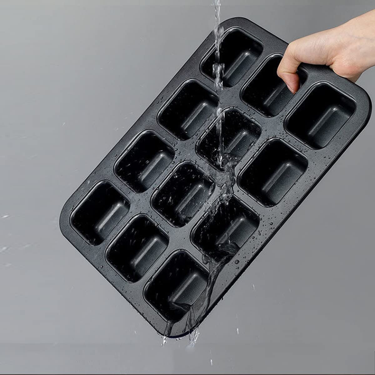 Gurlideo Brownie Cake Pan Square Muffin Pan Mini Loaf Pan,Non-Stick Carbon Steel Baking Bread Pan Baking Tray Bakeware 12-Cavity
