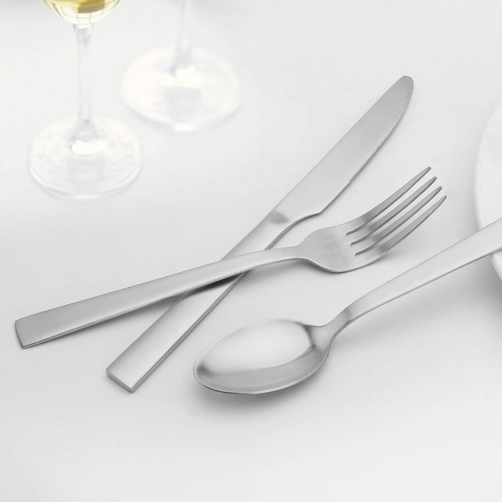 O.C.E. Matte Silverware Set, Stainless Steel Flatware Set, 20 Piece Tableware Cutlery Sets For Home Kitchen Restaurant, Service