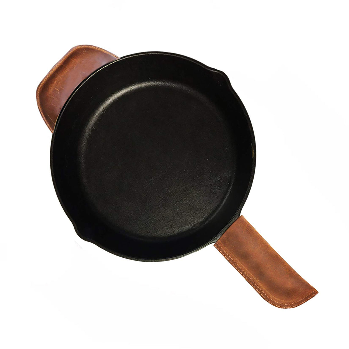 Trumoter Genuine Leather Cast Iron Pot Handle Cover, Assist Pan Holder, Double Layered Heat Resistant Potholder For Cast Iron Sk