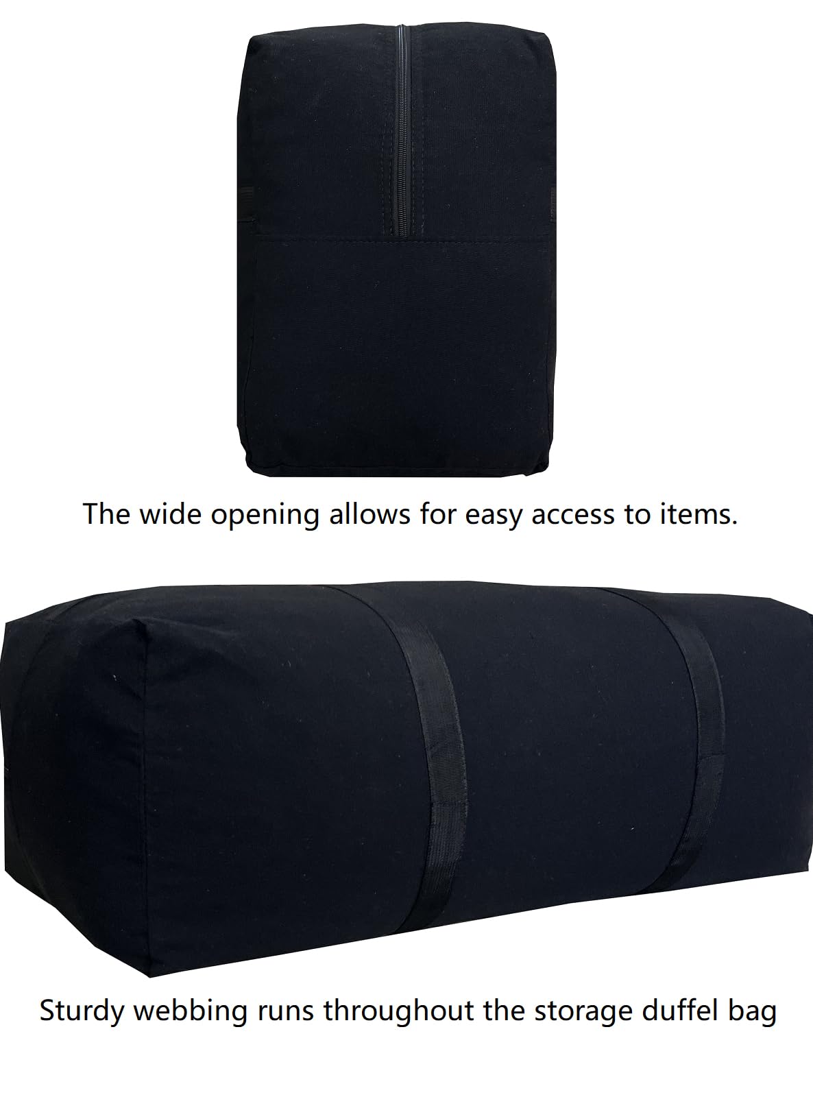 DoYiKe Extra Large Canvas Storage Duffle Bag with Zippers and Handles  Black Big Foldable Duffle Bag for Travel -130L