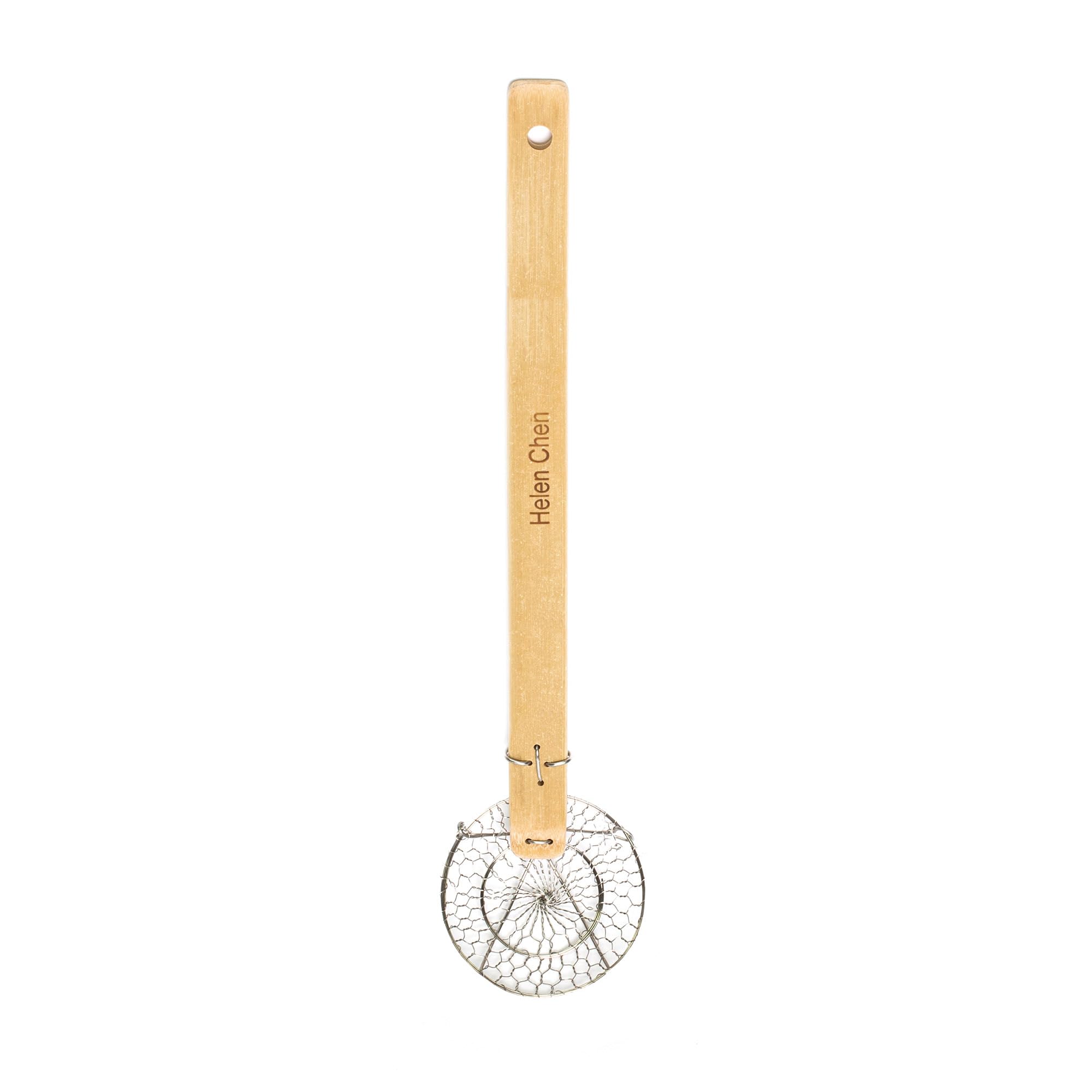 Helen'S Asian Kitchen Mini Spider Strainer, 3-Inch, Set Of 2, Stainless Steel With Natural Bamboo Handle