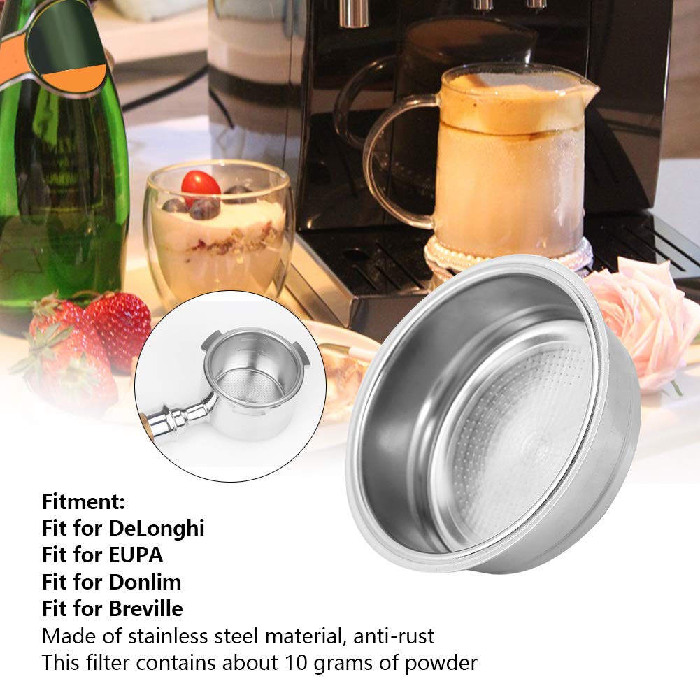 51Mm Single Layer Coffee Machine Filter, Stainless Steel Non-Pressurized Porous Filter Basket, 10 Grams Of Powder Capacity