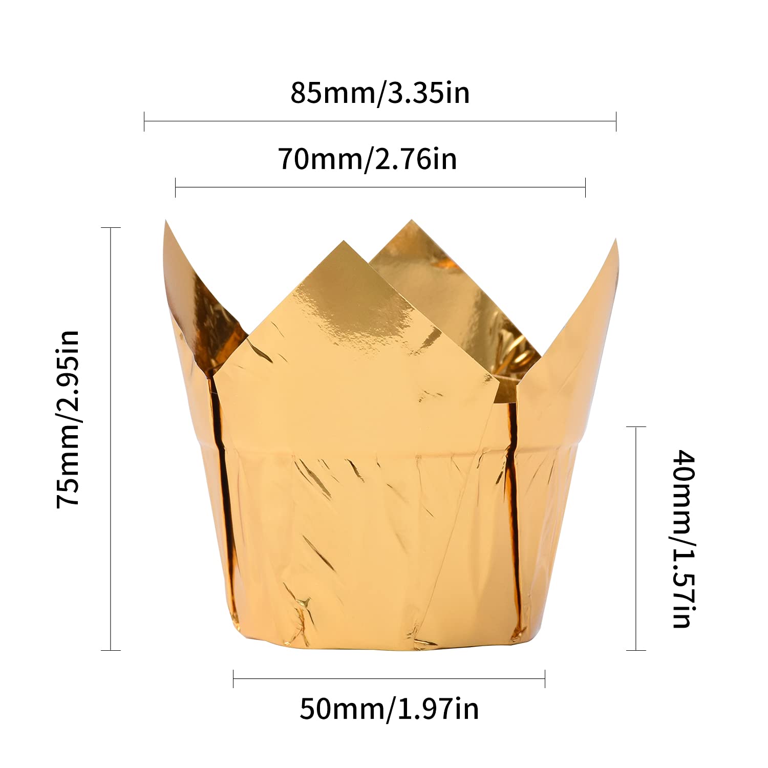 Party Hippo Gold Tulip Cupcake Liners 100 Pcs Baking Paper Cups Holders Greaseproof Muffin Cases Wrappers For Wedding Birthday P