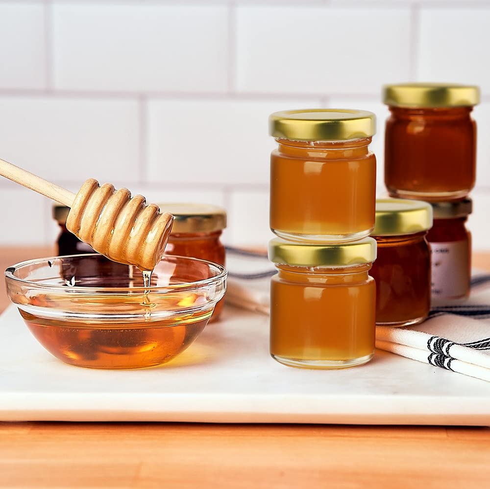 Folinstall 60 Pack Small Glass Jars With Lids, 1.5 Oz Mini Honey Jars, Candle Jar For Candle Making For Gifts, Crafts, Spices, W