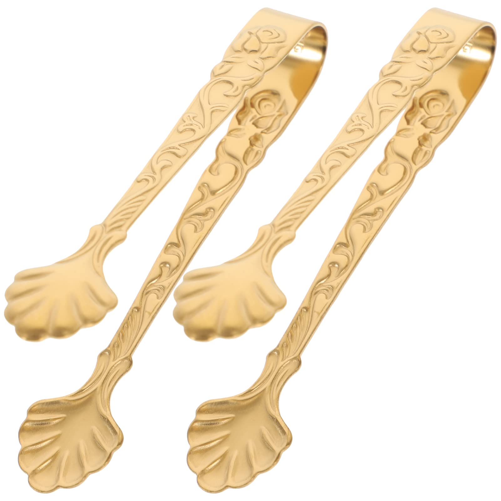 2Pcs Mini Serving Tongs, 3.5Inch Rose Stainless Steel Sugar Cube Tongs, Small Gold Ice Tongs Salad Tongs Mini Appetizer Tongs Fo