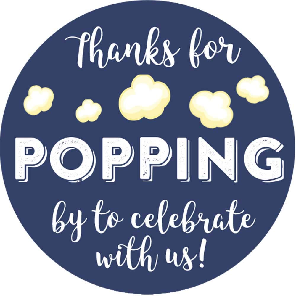 1.9 Inch Thanks For Popping By Wedding Stickers Set Of 60 (Navy)