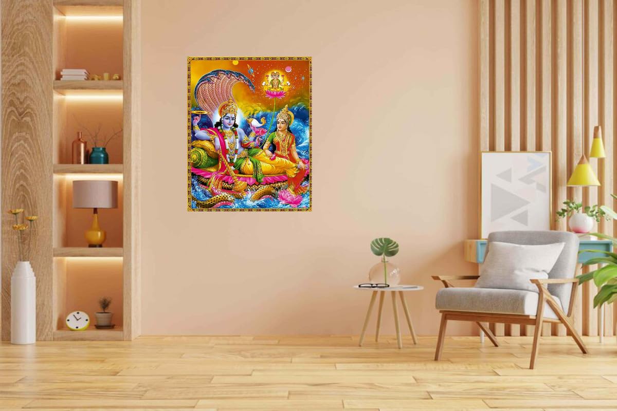 BALDAU PRINTS God Vishnu Bhagwan Hari ji Big Size Flex Poster for Room (24x36 Inch, 210 GSM Paper, Gloss Finish, Multicolor) F-8