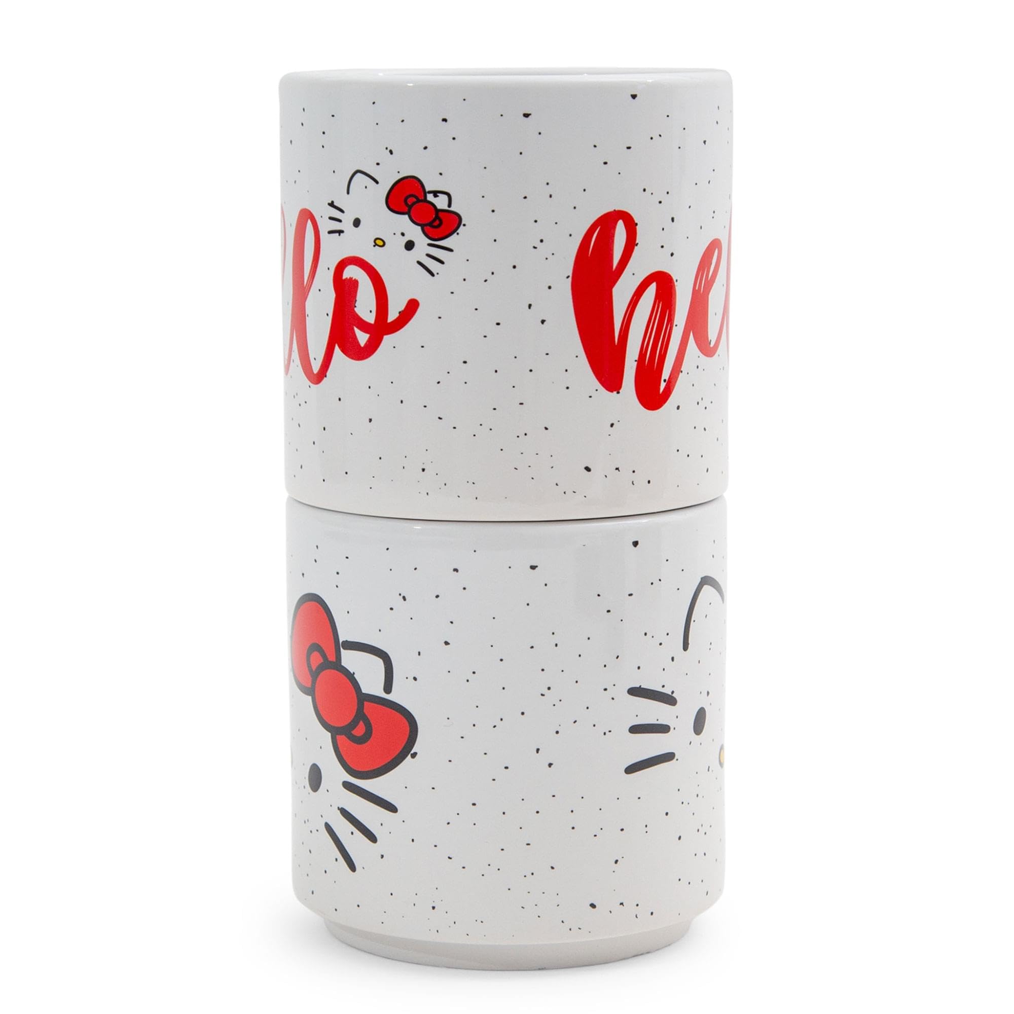 Silver Buffalo Hello Kitty Script Face 2-Pack Ceramic Mug Stack, 13 Ounces