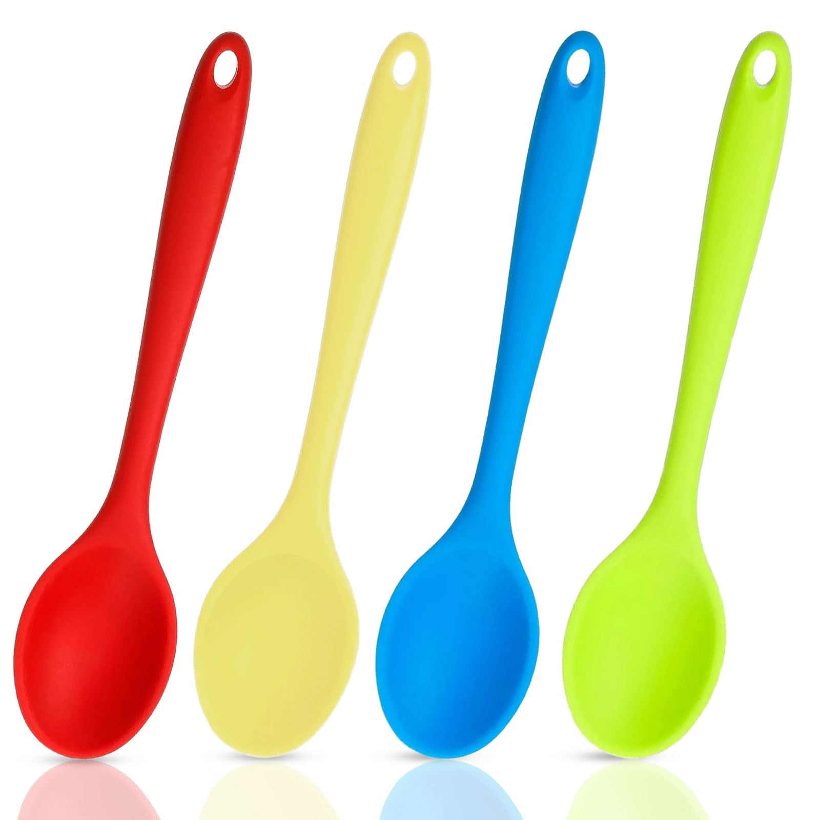 4 Pcs Mixing Spoons For Cooking, 8'' Small Silicone Spoons Nonstick Heat Resistant Kitchen Spoon Silicone Serving Spoon Stirring