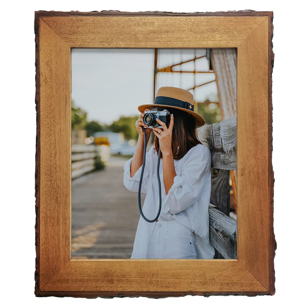 Eosglac Rustic 8.5x11 Live Edge Picture Photo Frame, Solid Wood Frames 8.5 by 11 Diploma Frame Certificate Document Frames for T