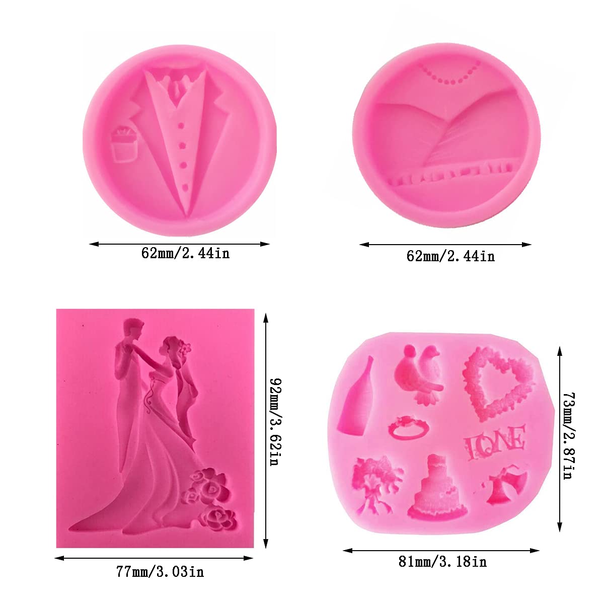 Cestony Bride And Groom Tuxedo Wedding Dress Set Silicone Molds For Diy Wedding Party Cake Fondant Biscuit Cookies Soap Sugar Pu